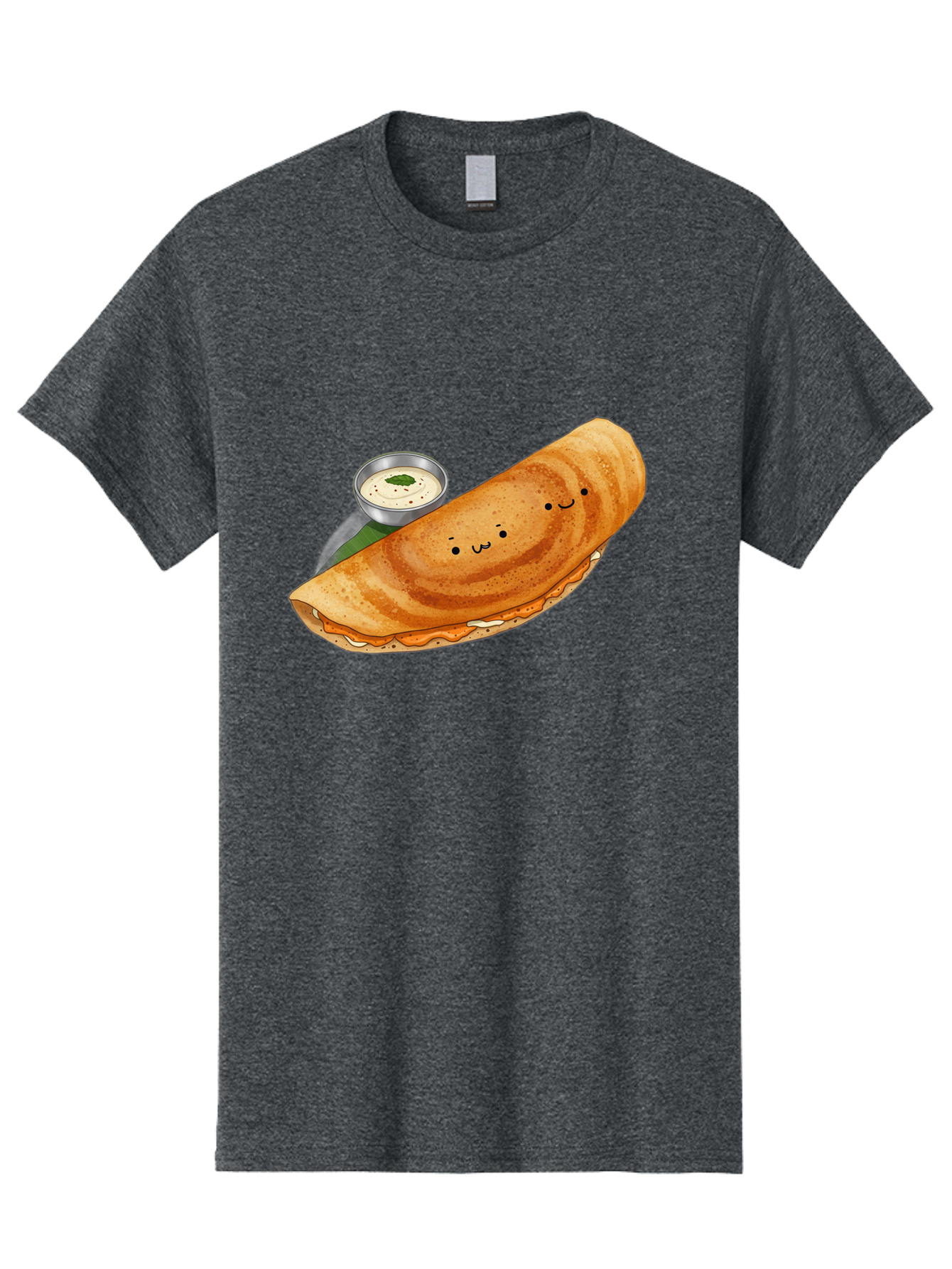 Dosa-2 Men'S Graphic Tee, 100% Cotton, Comfortable Casual Summer Wear, Machine Washable, Indian Cuisine, South Indian Food, Masala Dosa, Dosa Recipe, Crepe Style Pancake, Potato Filling, Chutney, Spicy, Savory, Cartoon Illustration, Kawaii, Baa533