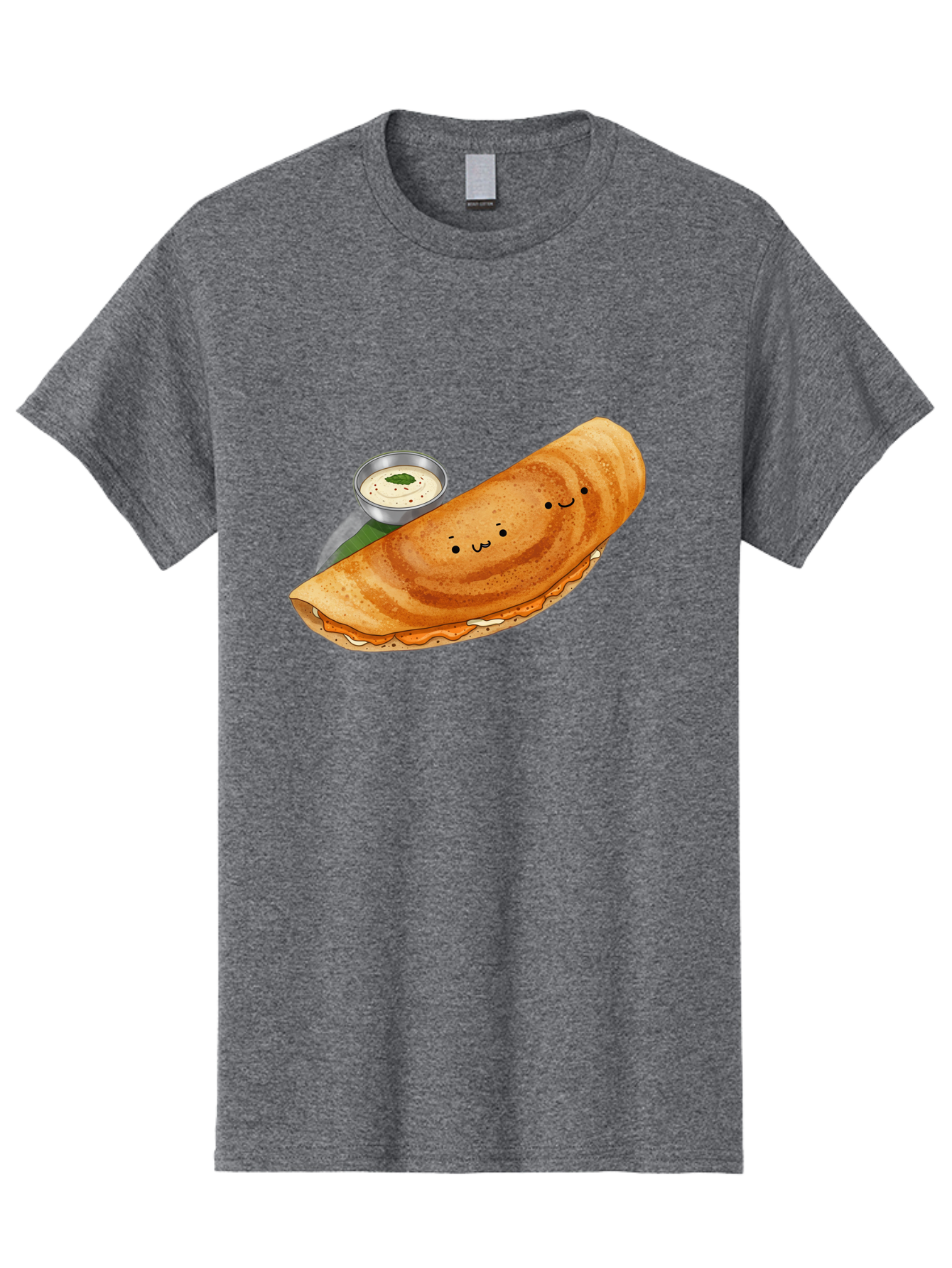 Dosa-2 Men'S Graphic Tee, 100% Cotton, Comfortable Casual Summer Wear, Machine Washable, Indian Cuisine, South Indian Food, Masala Dosa, Dosa Recipe, Crepe Style Pancake, Potato Filling, Chutney, Spicy, Savory, Cartoon Illustration, Kawaii, Baa533