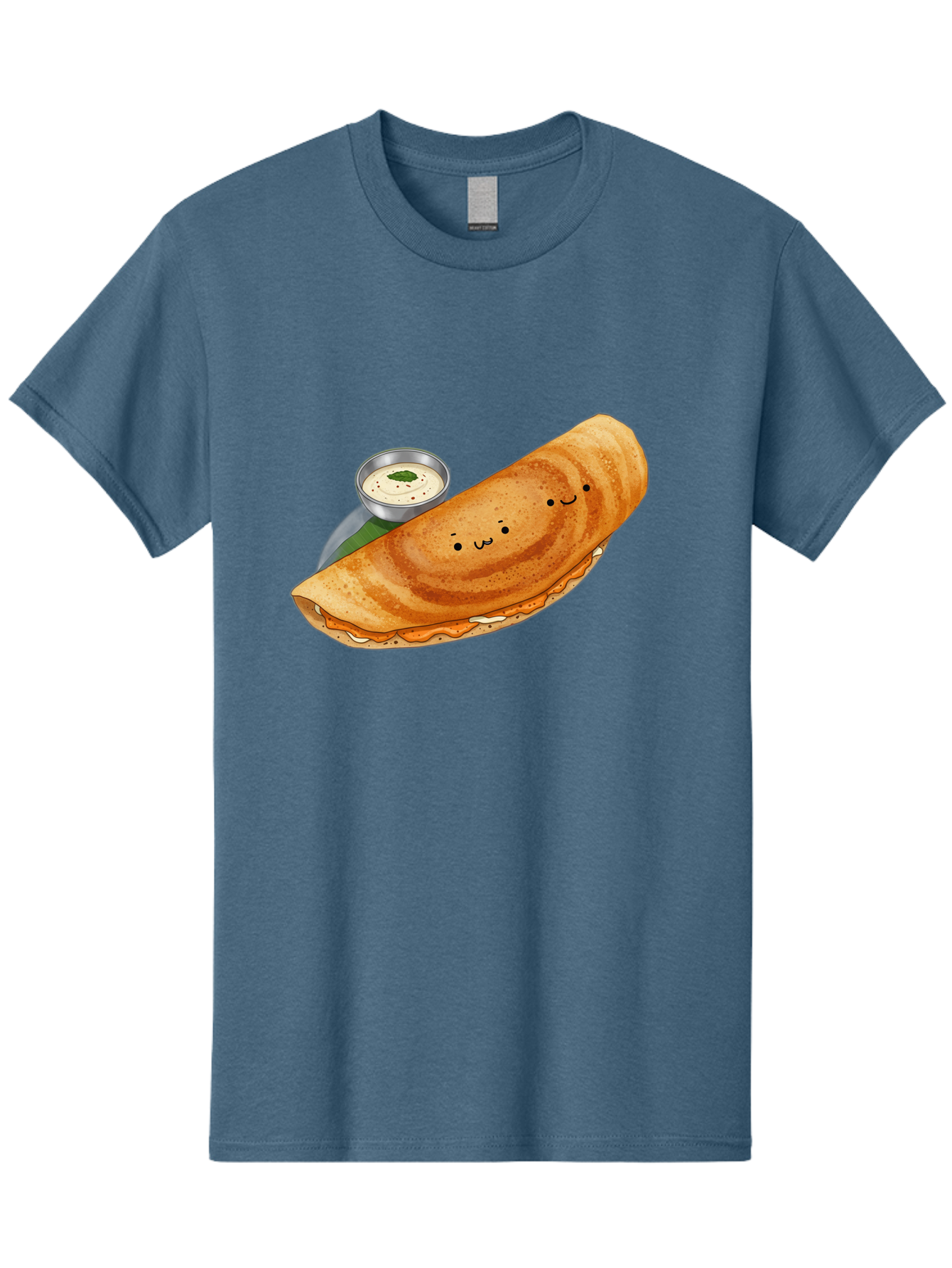 Dosa-2 Men'S Graphic Tee, 100% Cotton, Comfortable Casual Summer Wear, Machine Washable, Indian Cuisine, South Indian Food, Masala Dosa, Dosa Recipe, Crepe Style Pancake, Potato Filling, Chutney, Spicy, Savory, Cartoon Illustration, Kawaii, Baa533