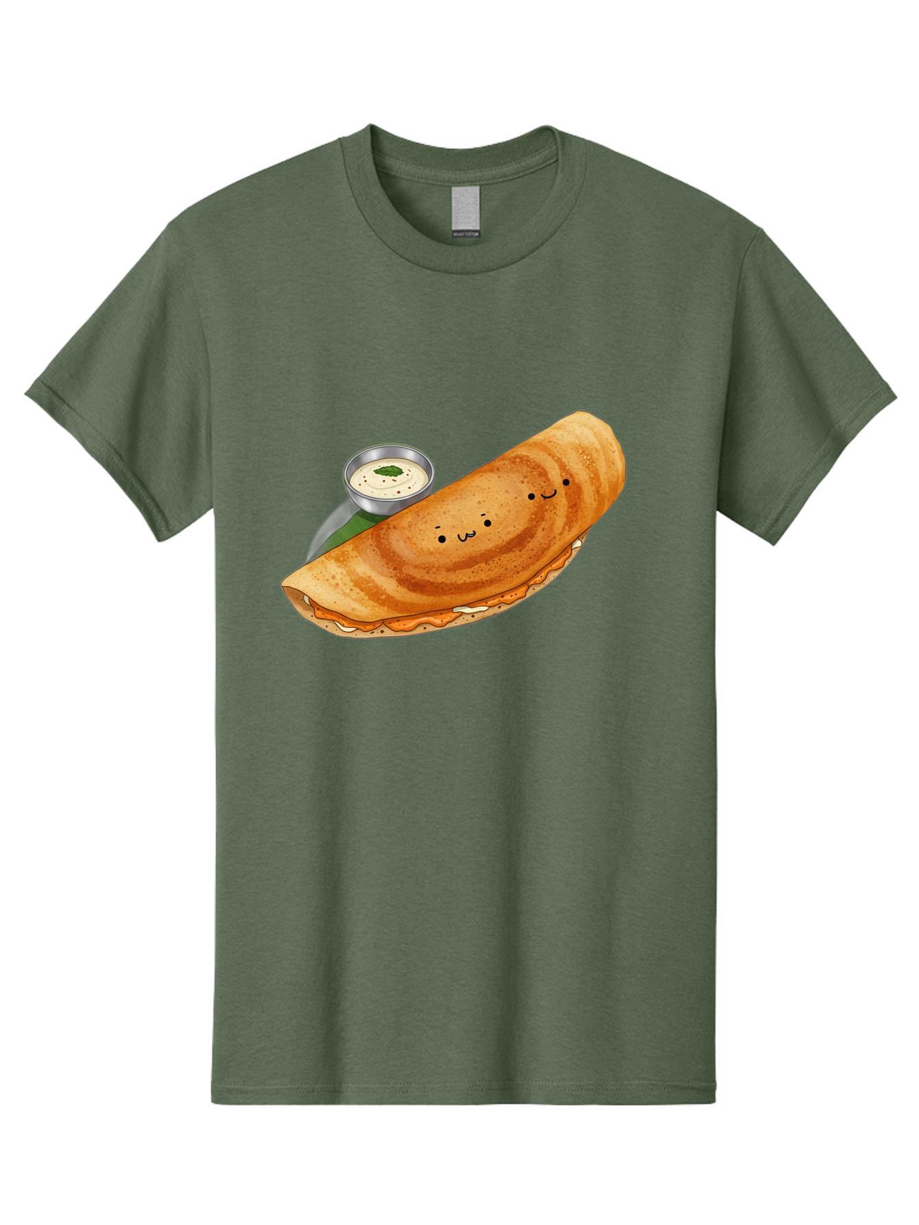 Dosa-2 Men'S Graphic Tee, 100% Cotton, Comfortable Casual Summer Wear, Machine Washable, Indian Cuisine, South Indian Food, Masala Dosa, Dosa Recipe, Crepe Style Pancake, Potato Filling, Chutney, Spicy, Savory, Cartoon Illustration, Kawaii, Baa533
