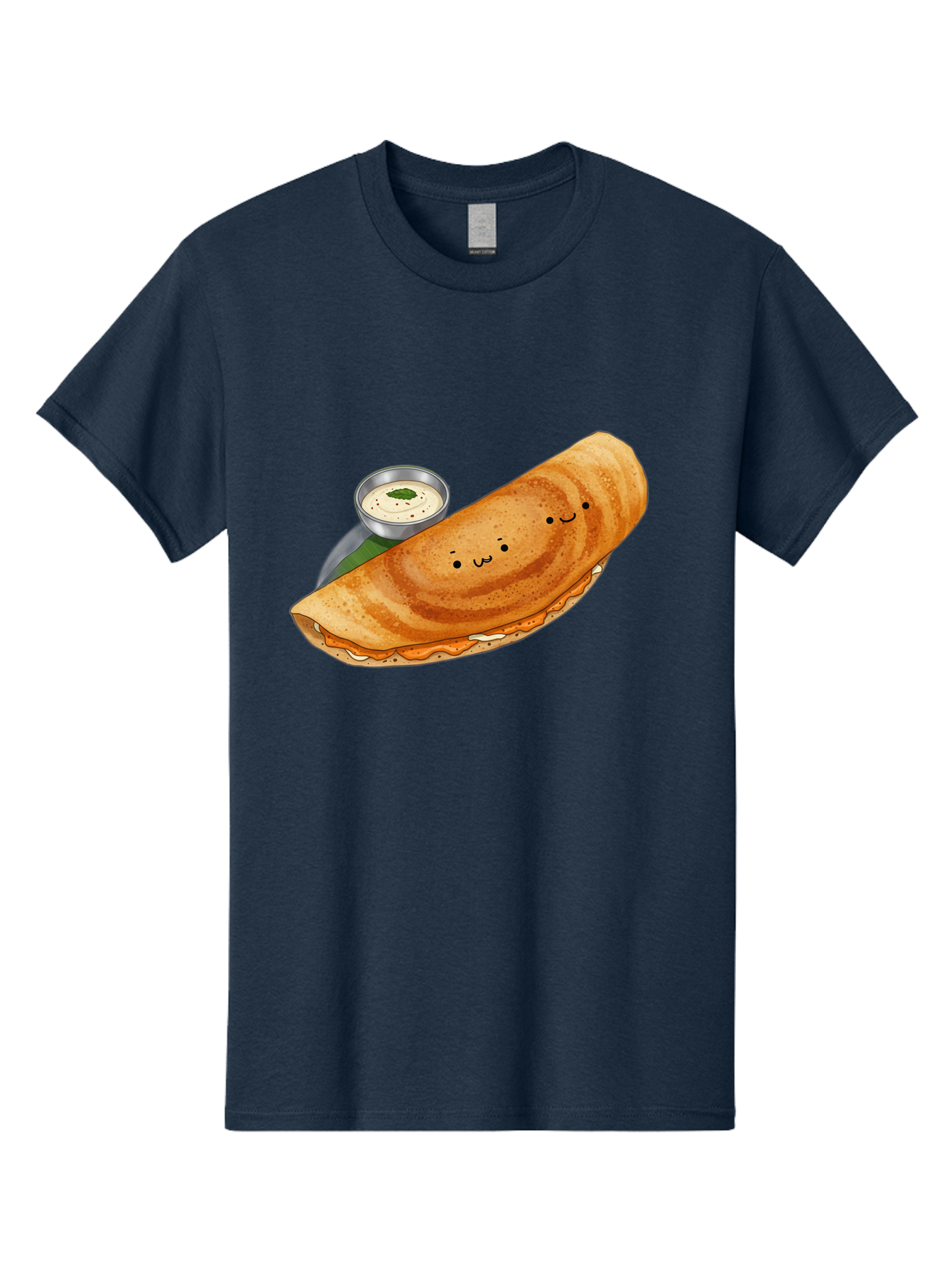 Dosa-2 Men'S Graphic Tee, 100% Cotton, Comfortable Casual Summer Wear, Machine Washable, Indian Cuisine, South Indian Food, Masala Dosa, Dosa Recipe, Crepe Style Pancake, Potato Filling, Chutney, Spicy, Savory, Cartoon Illustration, Kawaii, Baa533