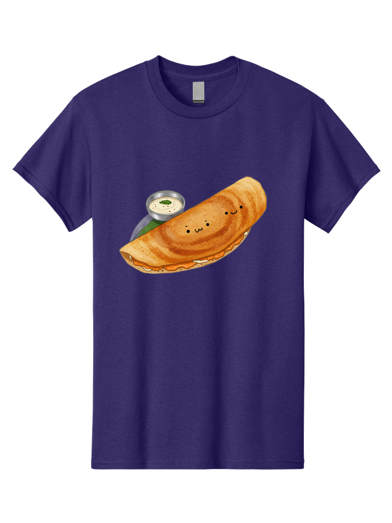 Dosa-2 Men'S Graphic Tee, 100% Cotton, Comfortable Casual Summer Wear, Machine Washable, Indian Cuisine, South Indian Food, Masala Dosa, Dosa Recipe, Crepe Style Pancake, Potato Filling, Chutney, Spicy, Savory, Cartoon Illustration, Kawaii, Baa533