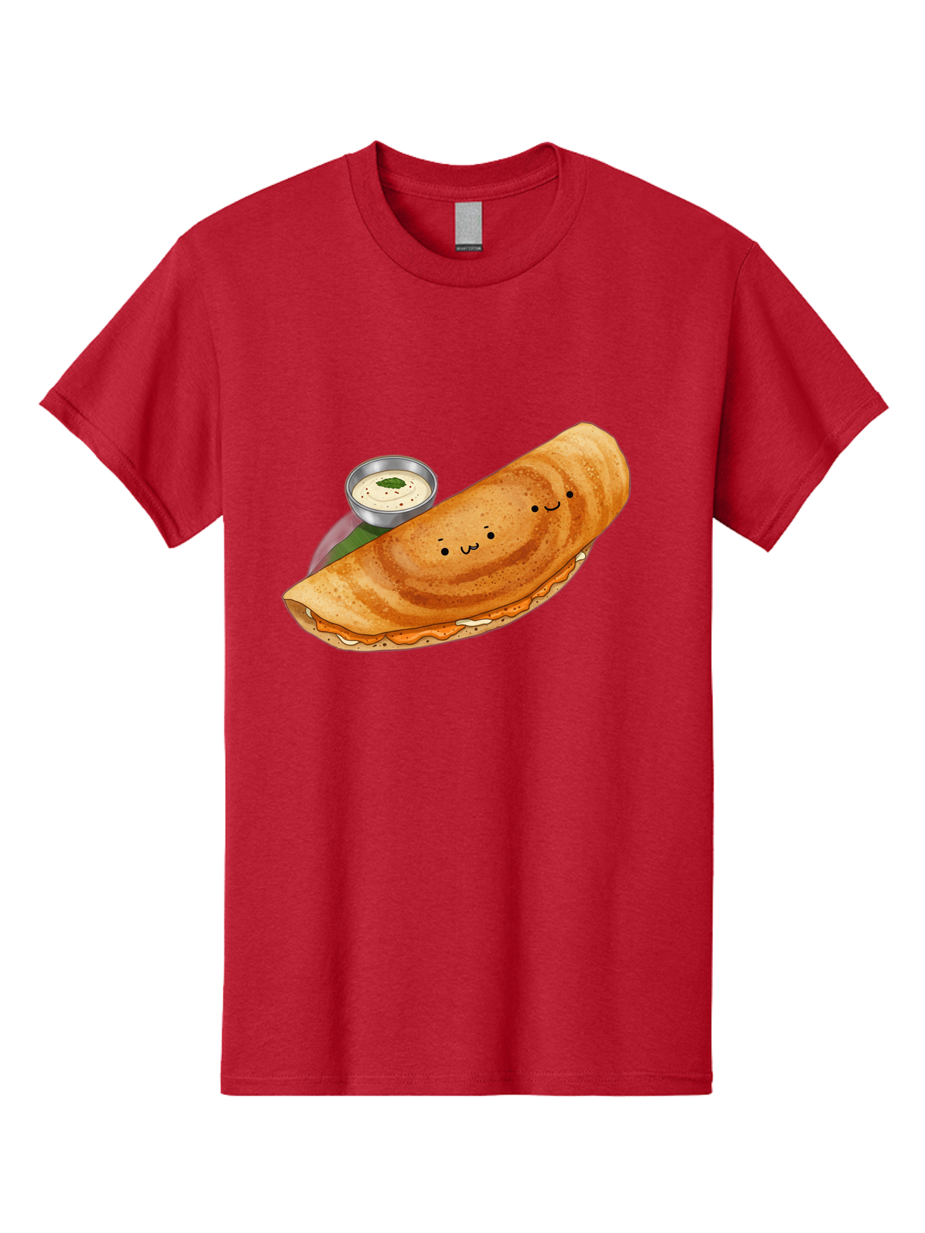 Dosa-2 Men'S Graphic Tee, 100% Cotton, Comfortable Casual Summer Wear, Machine Washable, Indian Cuisine, South Indian Food, Masala Dosa, Dosa Recipe, Crepe Style Pancake, Potato Filling, Chutney, Spicy, Savory, Cartoon Illustration, Kawaii, Baa533
