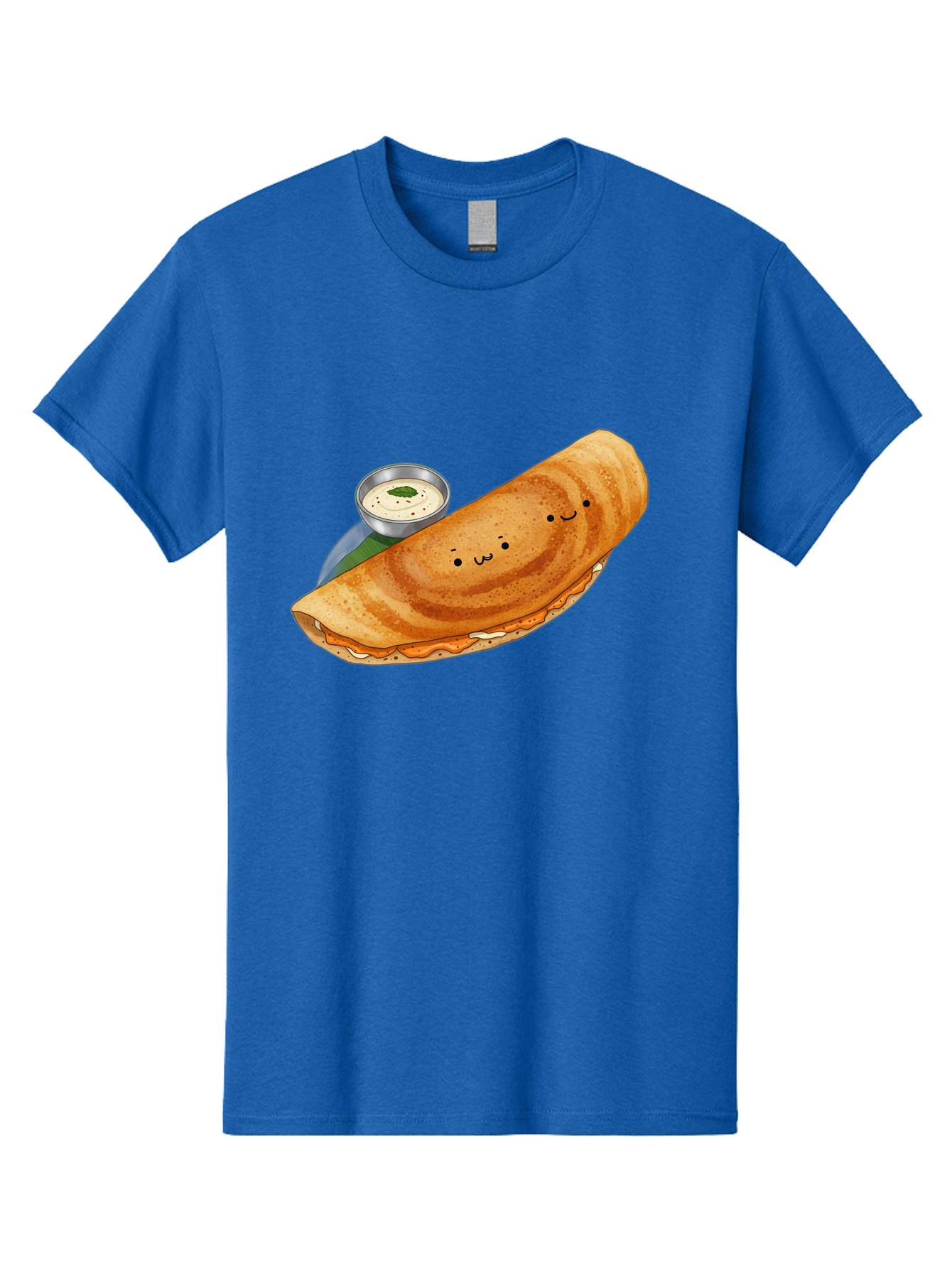 Dosa-2 Men'S Graphic Tee, 100% Cotton, Comfortable Casual Summer Wear, Machine Washable, Indian Cuisine, South Indian Food, Masala Dosa, Dosa Recipe, Crepe Style Pancake, Potato Filling, Chutney, Spicy, Savory, Cartoon Illustration, Kawaii, Baa533