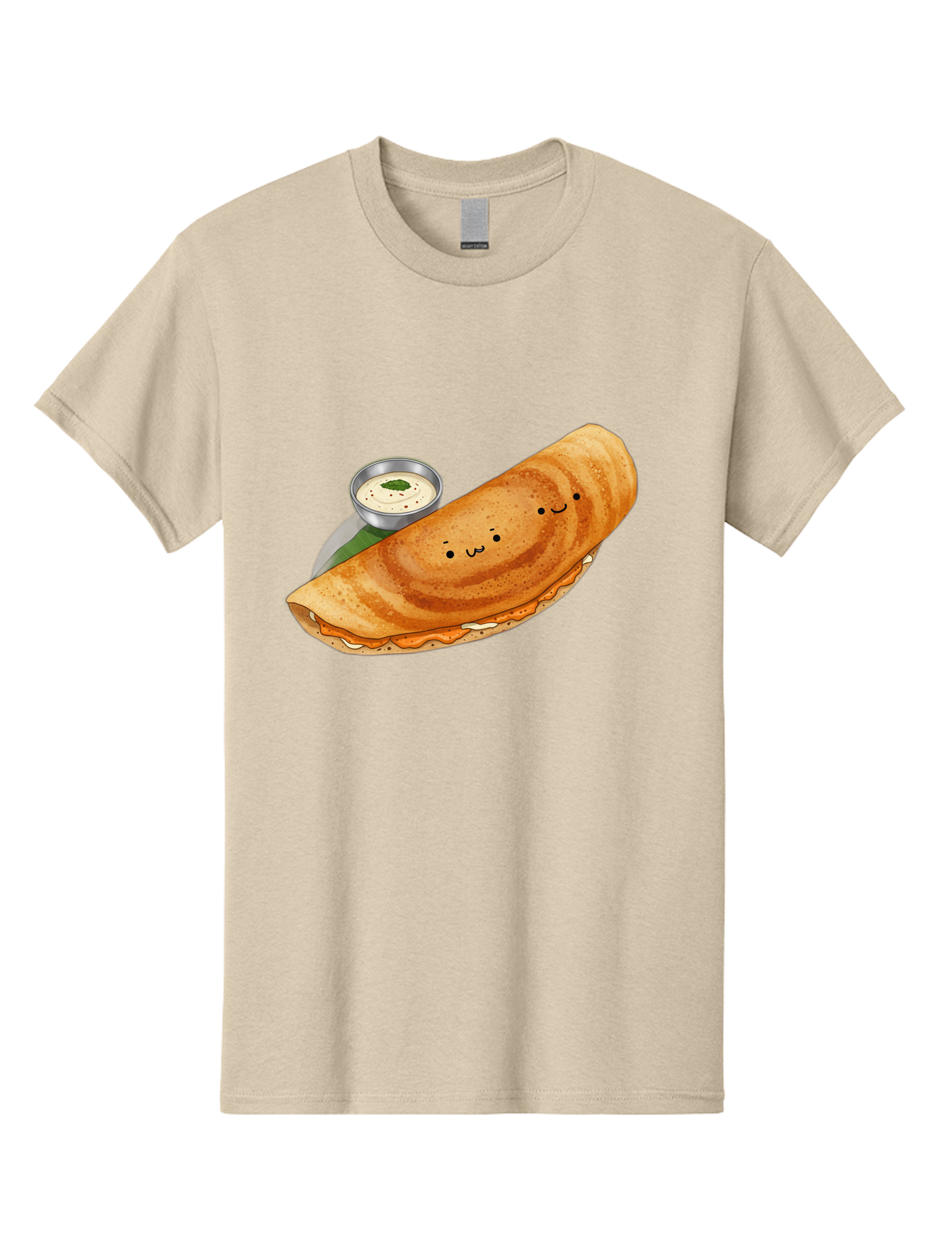 Dosa-2 Men'S Graphic Tee, 100% Cotton, Comfortable Casual Summer Wear, Machine Washable, Indian Cuisine, South Indian Food, Masala Dosa, Dosa Recipe, Crepe Style Pancake, Potato Filling, Chutney, Spicy, Savory, Cartoon Illustration, Kawaii, Baa533