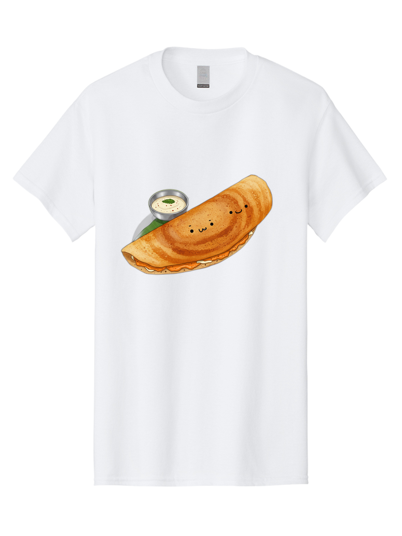 Dosa-2 Men'S Graphic Tee, 100% Cotton, Comfortable Casual Summer Wear, Machine Washable, Indian Cuisine, South Indian Food, Masala Dosa, Dosa Recipe, Crepe Style Pancake, Potato Filling, Chutney, Spicy, Savory, Cartoon Illustration, Kawaii, Baa533