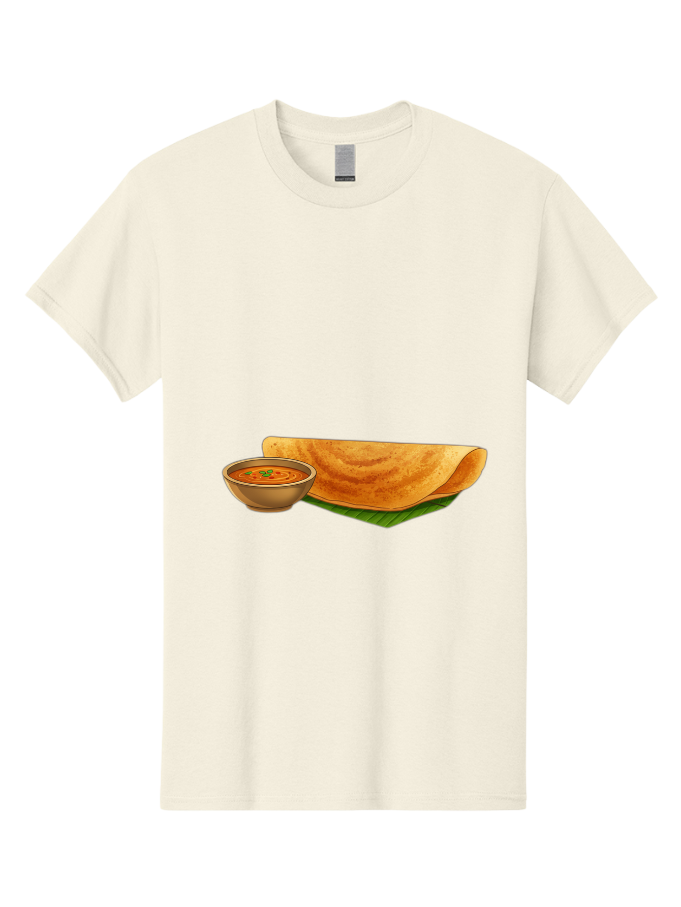 Dosa-And-Sambar Men'S Graphic Tee, 100% Cotton, Comfortable Casual Summer Wear, Machine Washable, South Indian Cuisine, Dosa With Sambhar, Indian Breakfast, Fermented Crepe, Spicy Sambhar, Traditional Indian Dish, Food Illustration, Baa536