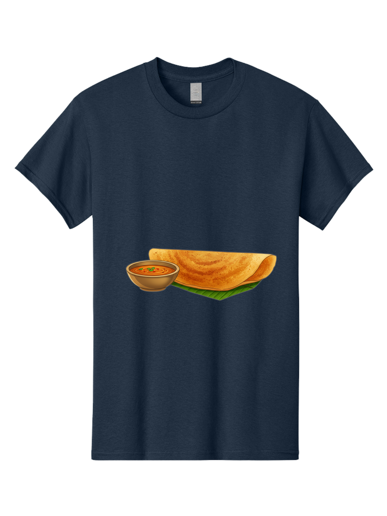 Dosa-And-Sambar Men'S Graphic Tee, 100% Cotton, Comfortable Casual Summer Wear, Machine Washable, South Indian Cuisine, Dosa With Sambhar, Indian Breakfast, Fermented Crepe, Spicy Sambhar, Traditional Indian Dish, Food Illustration, Baa536