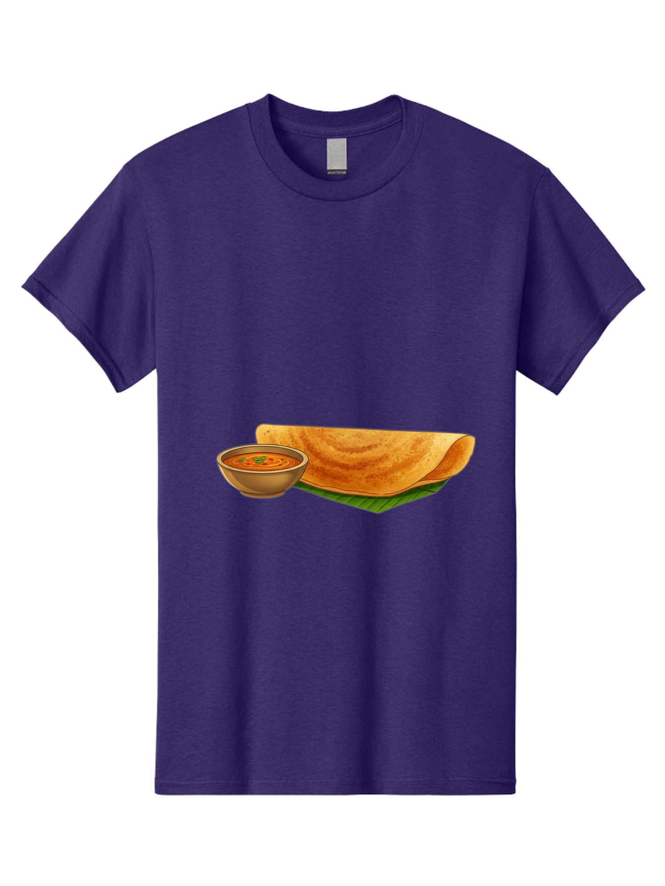 Dosa-And-Sambar Men'S Graphic Tee, 100% Cotton, Comfortable Casual Summer Wear, Machine Washable, South Indian Cuisine, Dosa With Sambhar, Indian Breakfast, Fermented Crepe, Spicy Sambhar, Traditional Indian Dish, Food Illustration, Baa536