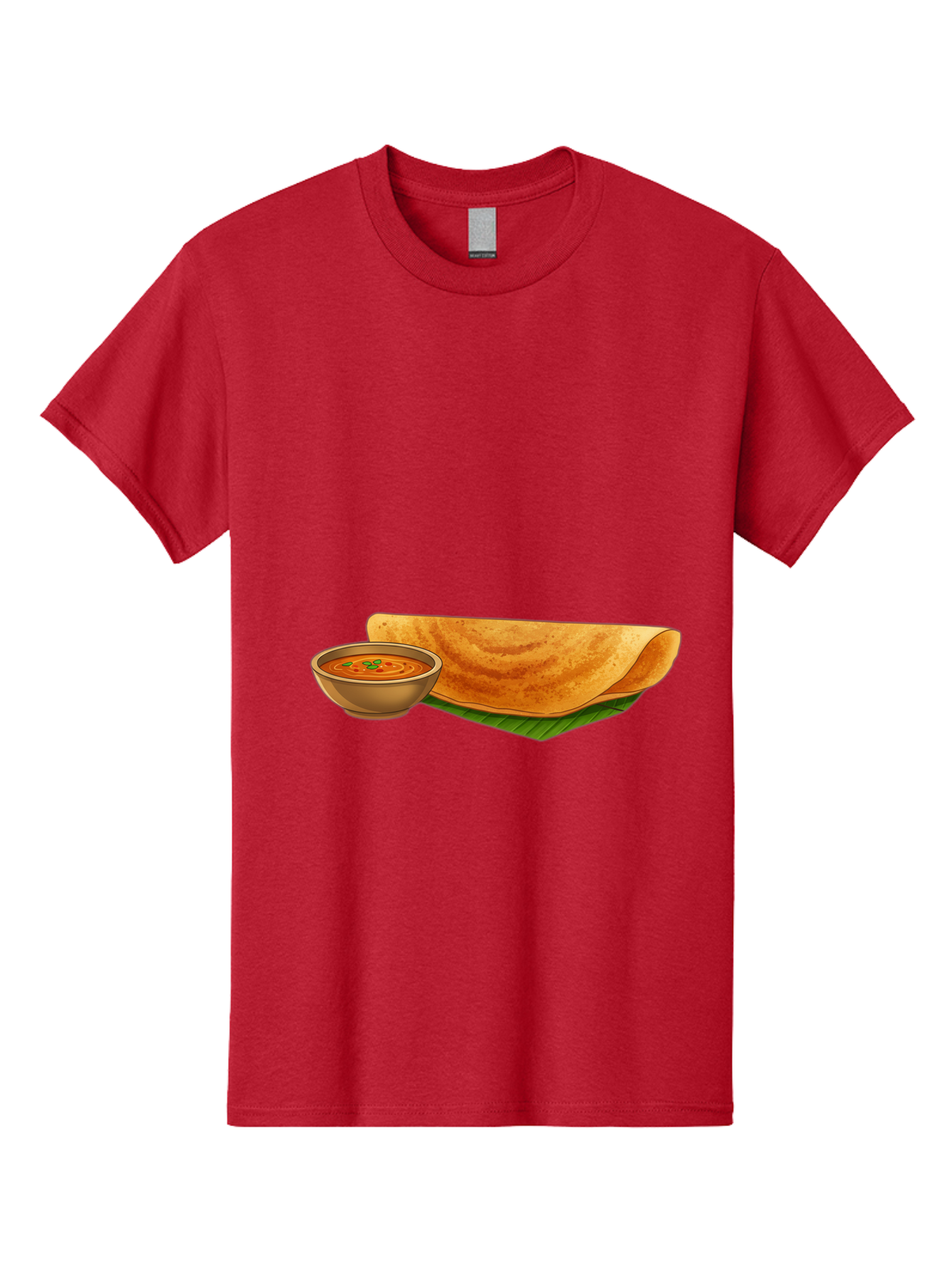 Dosa-And-Sambar Men'S Graphic Tee, 100% Cotton, Comfortable Casual Summer Wear, Machine Washable, South Indian Cuisine, Dosa With Sambhar, Indian Breakfast, Fermented Crepe, Spicy Sambhar, Traditional Indian Dish, Food Illustration, Baa536