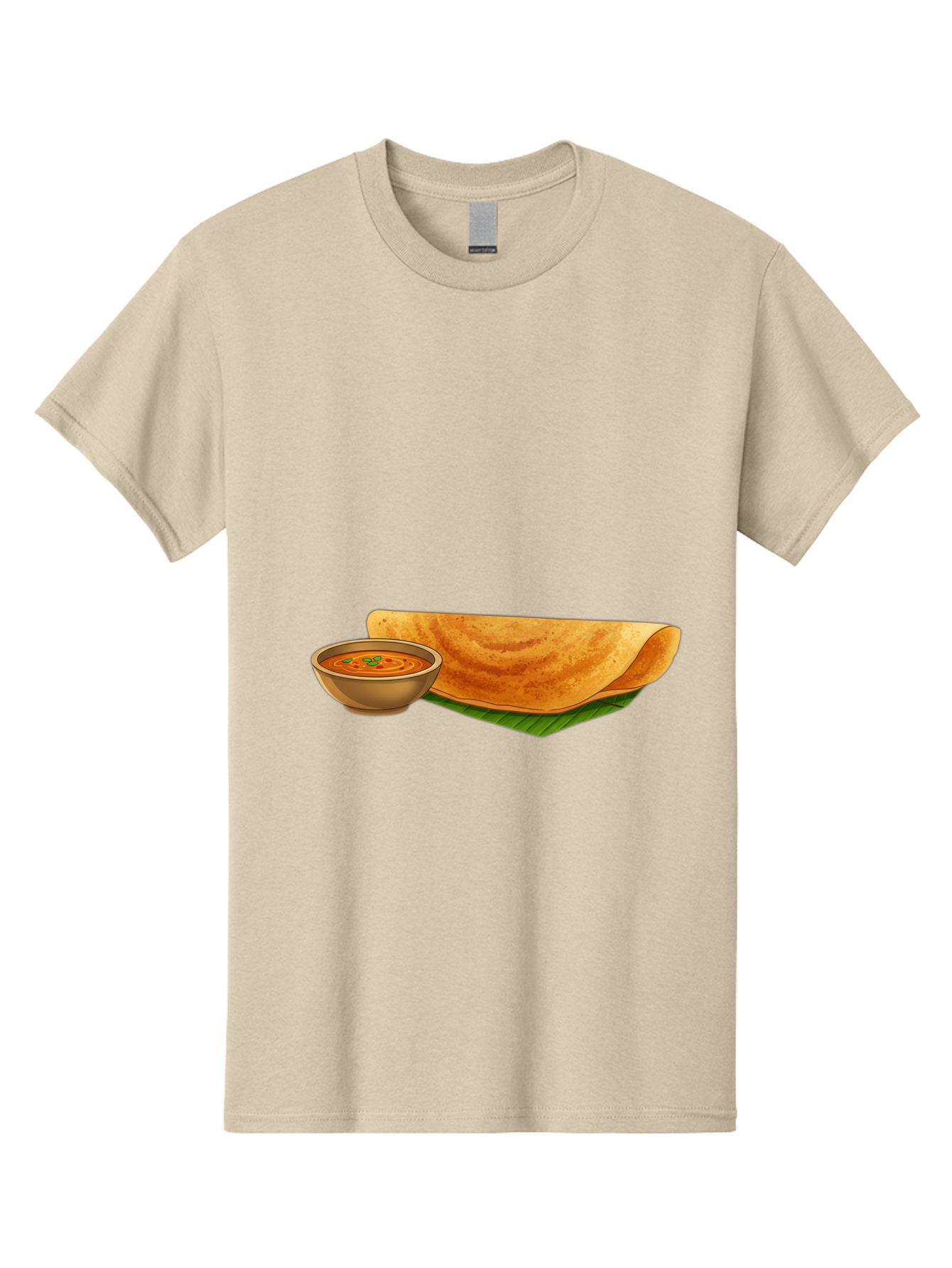 Dosa-And-Sambar Men'S Graphic Tee, 100% Cotton, Comfortable Casual Summer Wear, Machine Washable, South Indian Cuisine, Dosa With Sambhar, Indian Breakfast, Fermented Crepe, Spicy Sambhar, Traditional Indian Dish, Food Illustration, Baa536