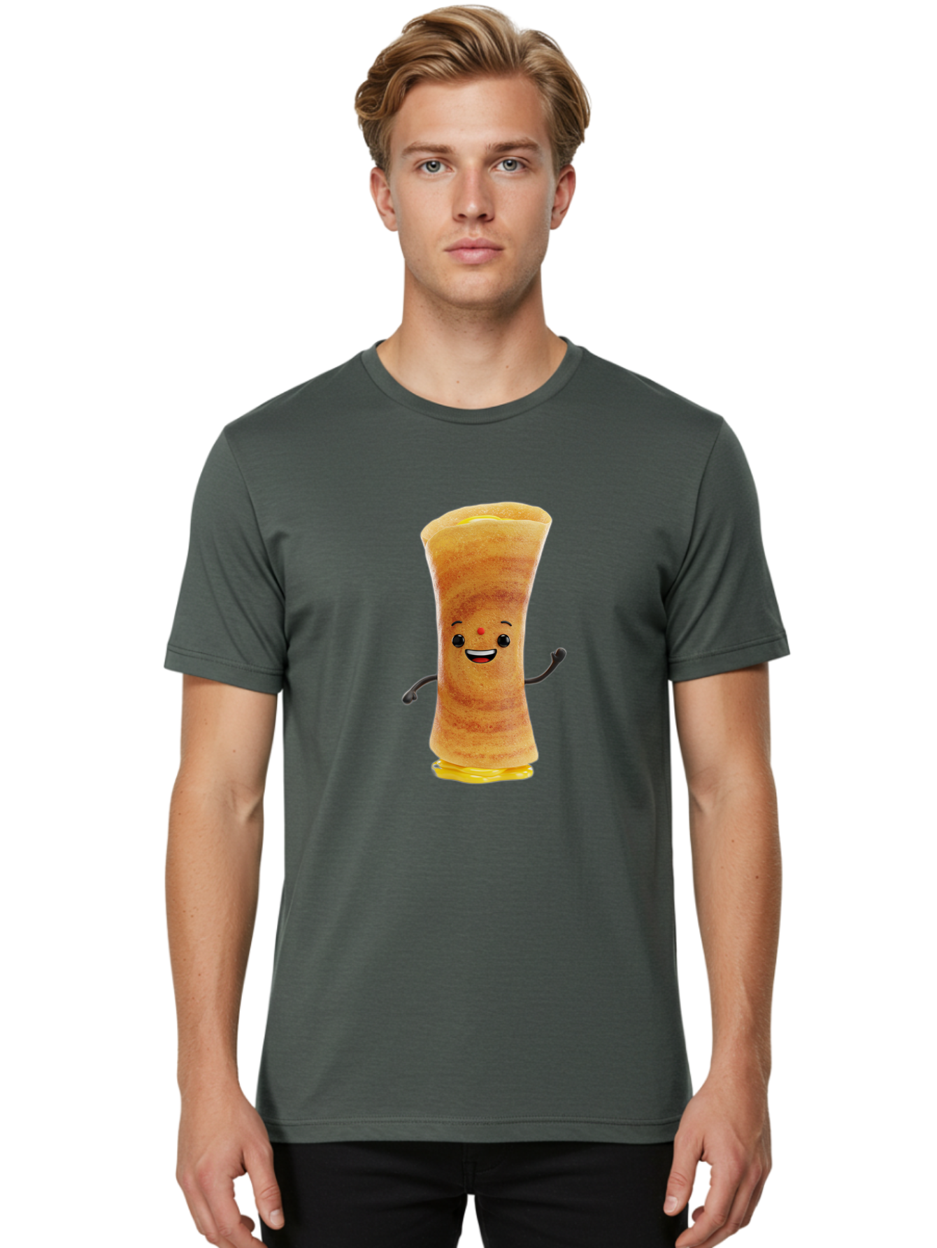 Dosa-Baby Men'S Graphic Tee, 100% Cotton, Comfortable Casual Summer Wear, Machine Washable, Indian Dessert, Jalebi Character, Cartoon Jalebi, Indian Sweet, Orange Treat, Smiling Jalebi, Crispy Dessert, Festive Food, Sweet Delight, Happy Food Baa537