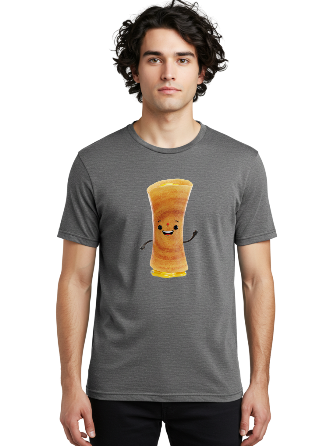 Dosa-Baby Men'S Graphic Tee, 100% Cotton, Comfortable Casual Summer Wear, Machine Washable, Indian Dessert, Jalebi Character, Cartoon Jalebi, Indian Sweet, Orange Treat, Smiling Jalebi, Crispy Dessert, Festive Food, Sweet Delight, Happy Food Baa537