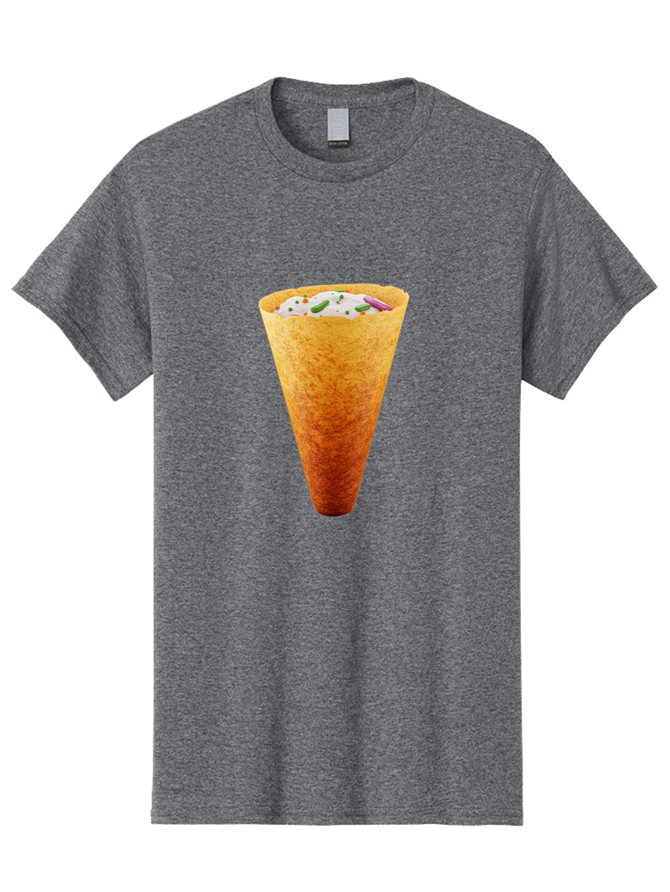Dosa-Cone Men'S Graphic Tee, 100% Cotton, Comfortable Casual Summer Wear, Machine Washable, Masala Cone, Indian Street Food, Crispy Cone, Savory Snack, Flavorful Filling, Chutney, Spices, Appetizing Treat Baa540