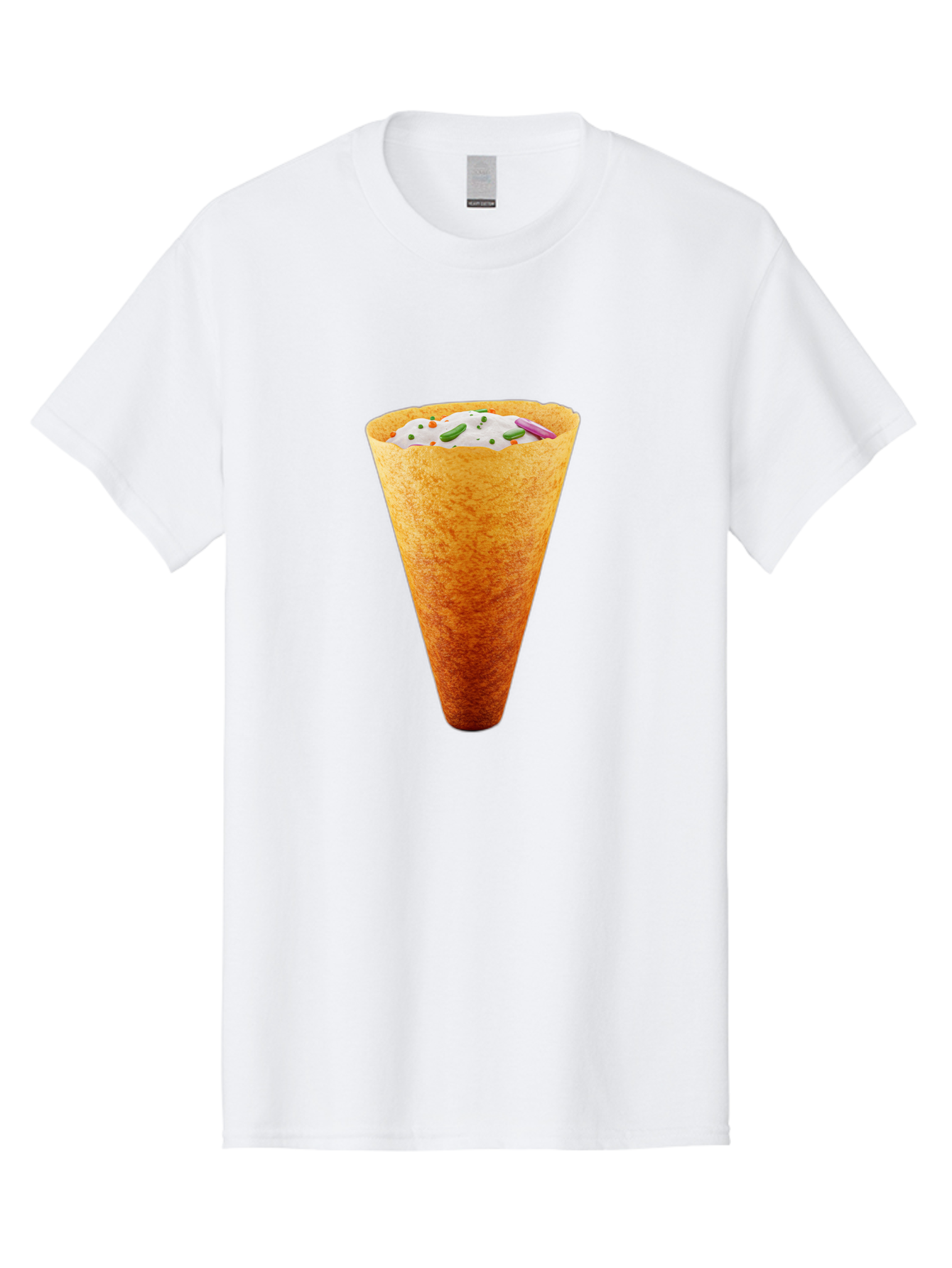 Dosa-Cone Men'S Graphic Tee, 100% Cotton, Comfortable Casual Summer Wear, Machine Washable, Masala Cone, Indian Street Food, Crispy Cone, Savory Snack, Flavorful Filling, Chutney, Spices, Appetizing Treat Baa540