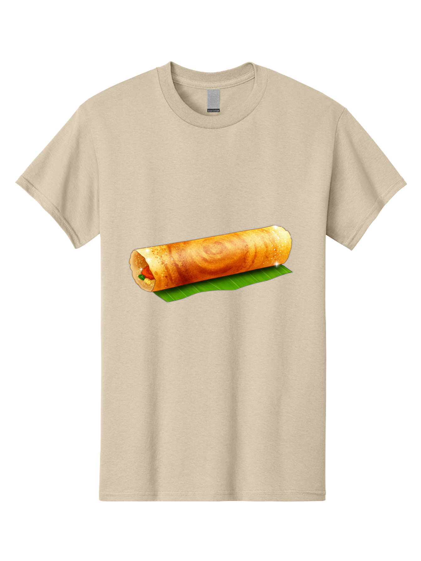 Dosa-Roll Men'S Graphic Tee, 100% Cotton, Comfortable Casual Summer Wear, Machine Washable, Crispy Spring Roll, Golden Brown, Fried Delicacy, Asian Cuisine, Savory Filling, Delicious Snack, Appetizing Treat, Finger Food Baa542