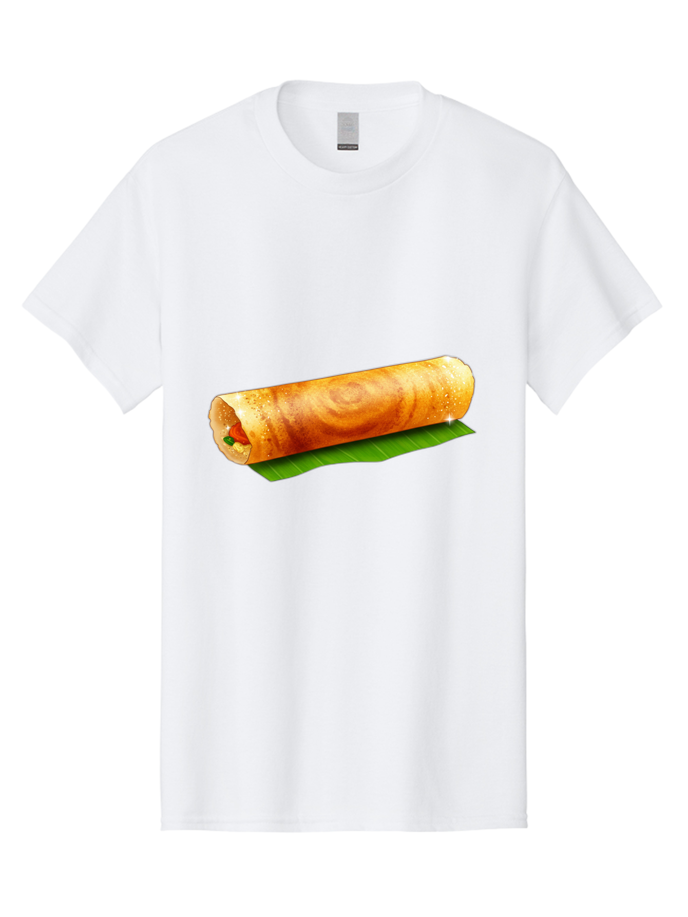 Dosa-Roll Men'S Graphic Tee, 100% Cotton, Comfortable Casual Summer Wear, Machine Washable, Crispy Spring Roll, Golden Brown, Fried Delicacy, Asian Cuisine, Savory Filling, Delicious Snack, Appetizing Treat, Finger Food Baa542