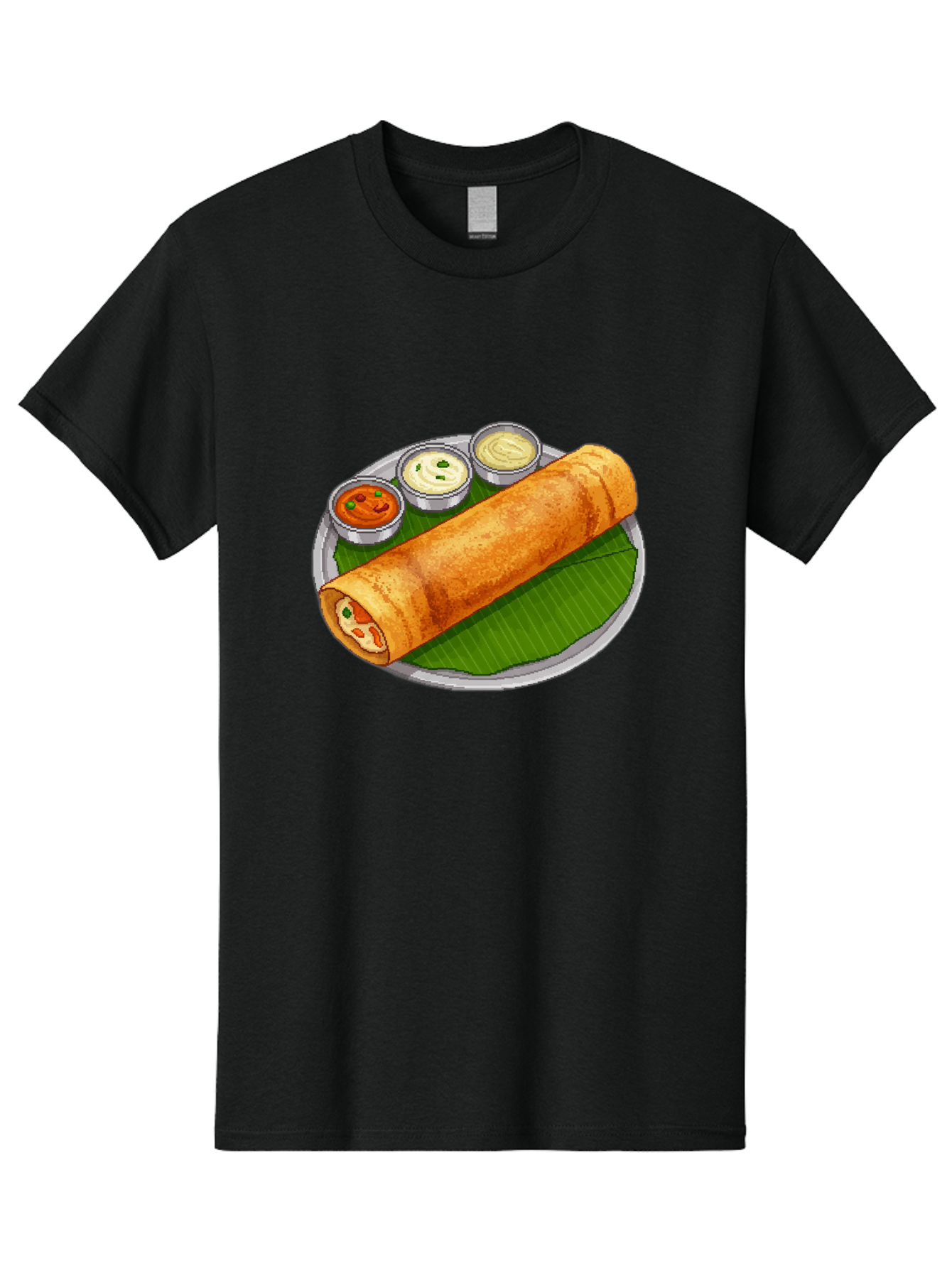 Dosa-With-Chutney-1 Men'S Graphic Tee, 100% Cotton, Comfortable Casual Summer Wear, Machine Washable, South Indian Cuisine, Traditional Breakfast, Dosa With Chutney, Indian Food, Savory Crepe, Fermented Rice, Delicious Dish, Baa543