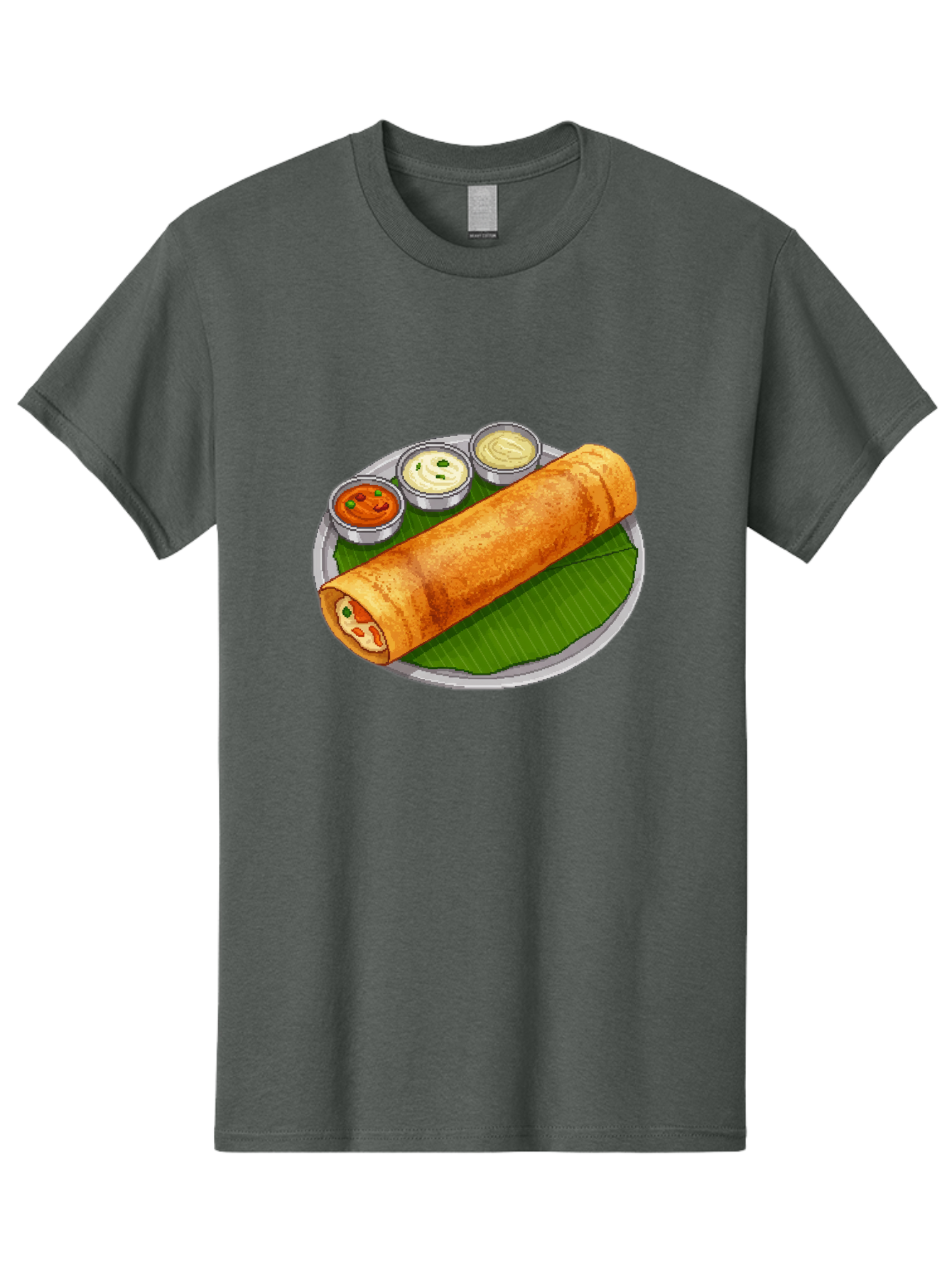 Dosa-With-Chutney-1 Men'S Graphic Tee, 100% Cotton, Comfortable Casual Summer Wear, Machine Washable, South Indian Cuisine, Traditional Breakfast, Dosa With Chutney, Indian Food, Savory Crepe, Fermented Rice, Delicious Dish, Baa543