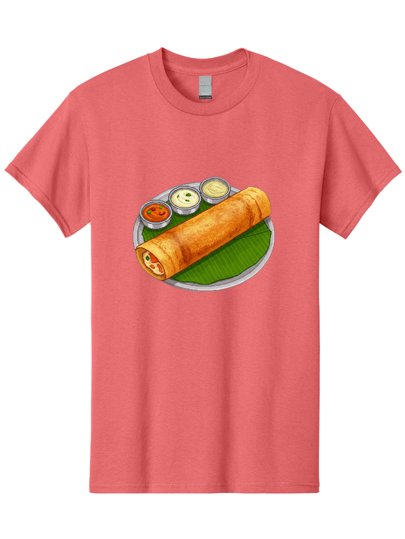 Dosa-With-Chutney-1 Men'S Graphic Tee, 100% Cotton, Comfortable Casual Summer Wear, Machine Washable, South Indian Cuisine, Traditional Breakfast, Dosa With Chutney, Indian Food, Savory Crepe, Fermented Rice, Delicious Dish, Baa543