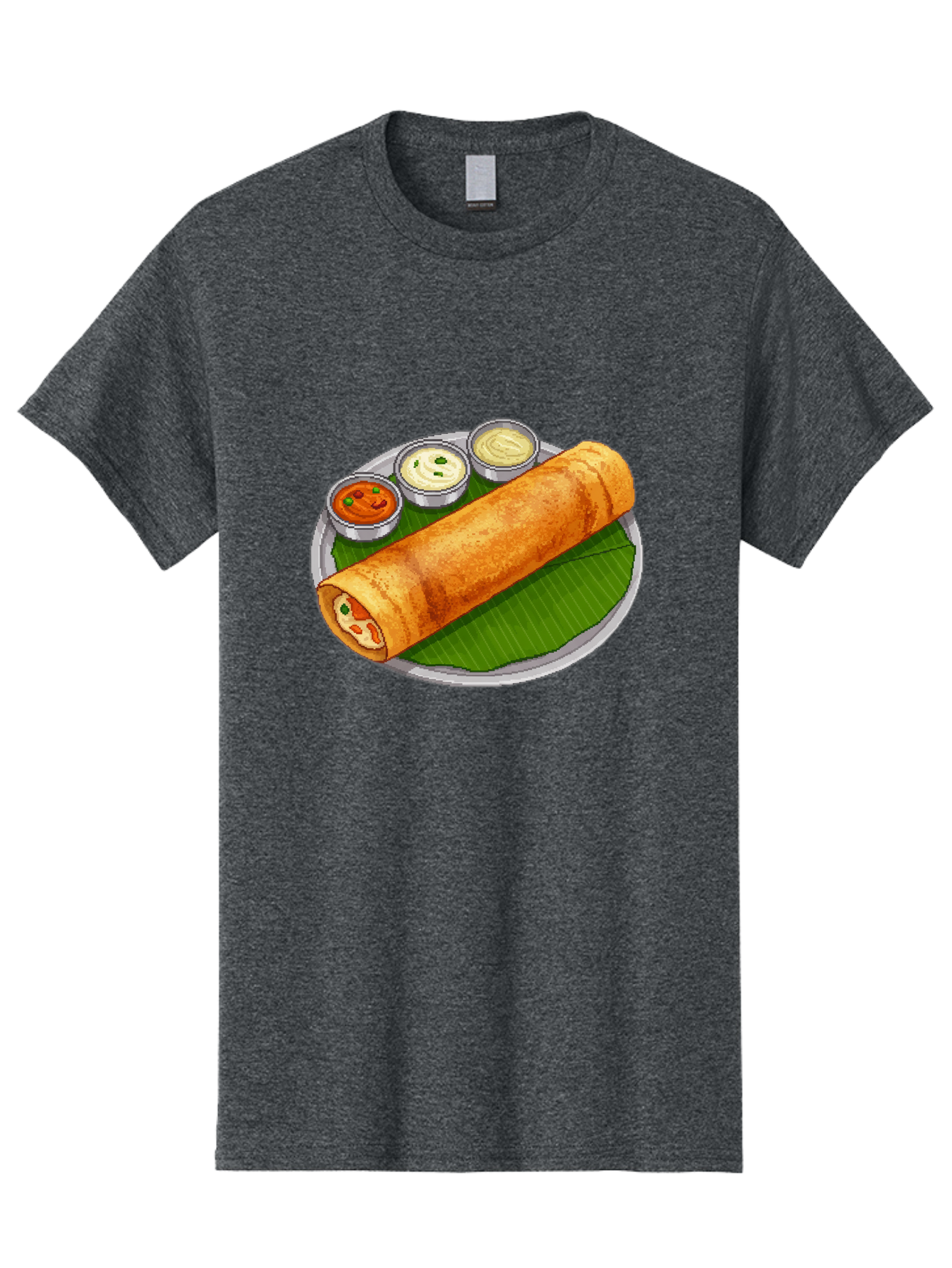 Dosa-With-Chutney-1 Men'S Graphic Tee, 100% Cotton, Comfortable Casual Summer Wear, Machine Washable, South Indian Cuisine, Traditional Breakfast, Dosa With Chutney, Indian Food, Savory Crepe, Fermented Rice, Delicious Dish, Baa543