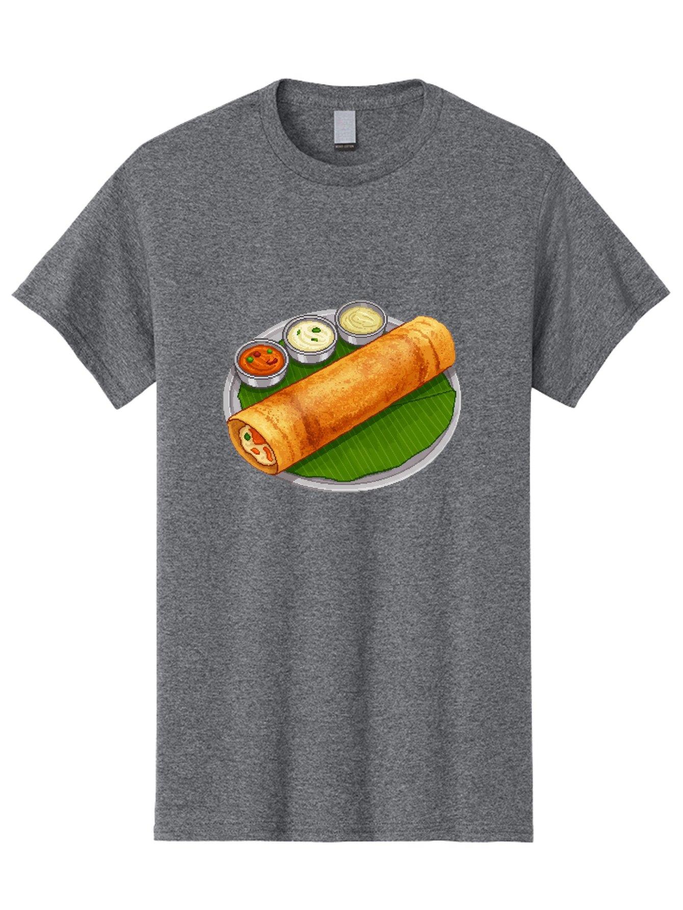 Dosa-With-Chutney-1 Men'S Graphic Tee, 100% Cotton, Comfortable Casual Summer Wear, Machine Washable, South Indian Cuisine, Traditional Breakfast, Dosa With Chutney, Indian Food, Savory Crepe, Fermented Rice, Delicious Dish, Baa543