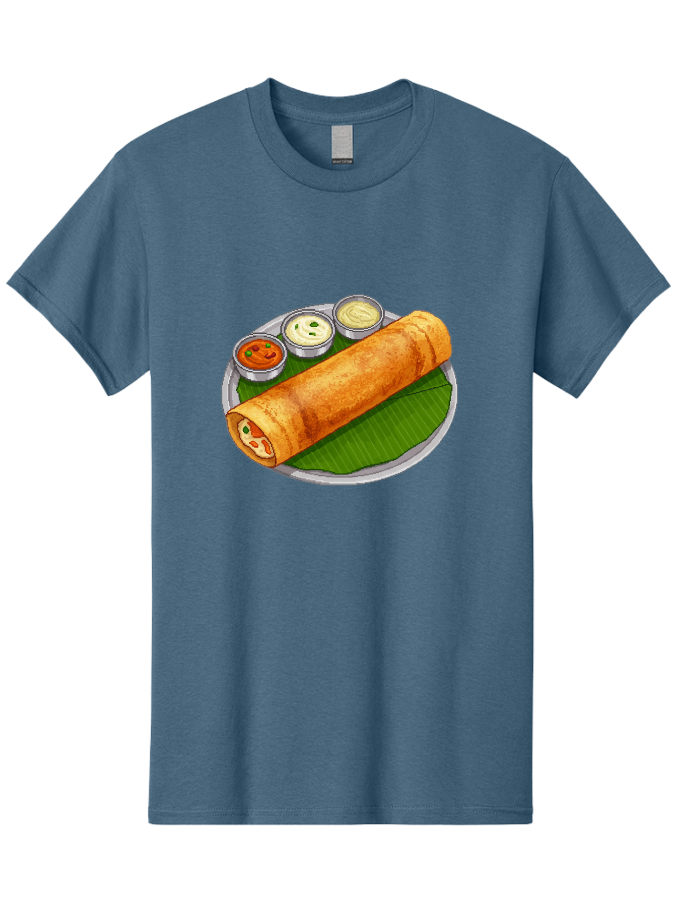 Dosa-With-Chutney-1 Men'S Graphic Tee, 100% Cotton, Comfortable Casual Summer Wear, Machine Washable, South Indian Cuisine, Traditional Breakfast, Dosa With Chutney, Indian Food, Savory Crepe, Fermented Rice, Delicious Dish, Baa543