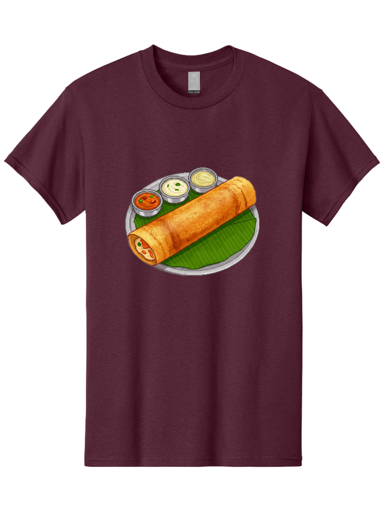 Dosa-With-Chutney-1 Men'S Graphic Tee, 100% Cotton, Comfortable Casual Summer Wear, Machine Washable, South Indian Cuisine, Traditional Breakfast, Dosa With Chutney, Indian Food, Savory Crepe, Fermented Rice, Delicious Dish, Baa543