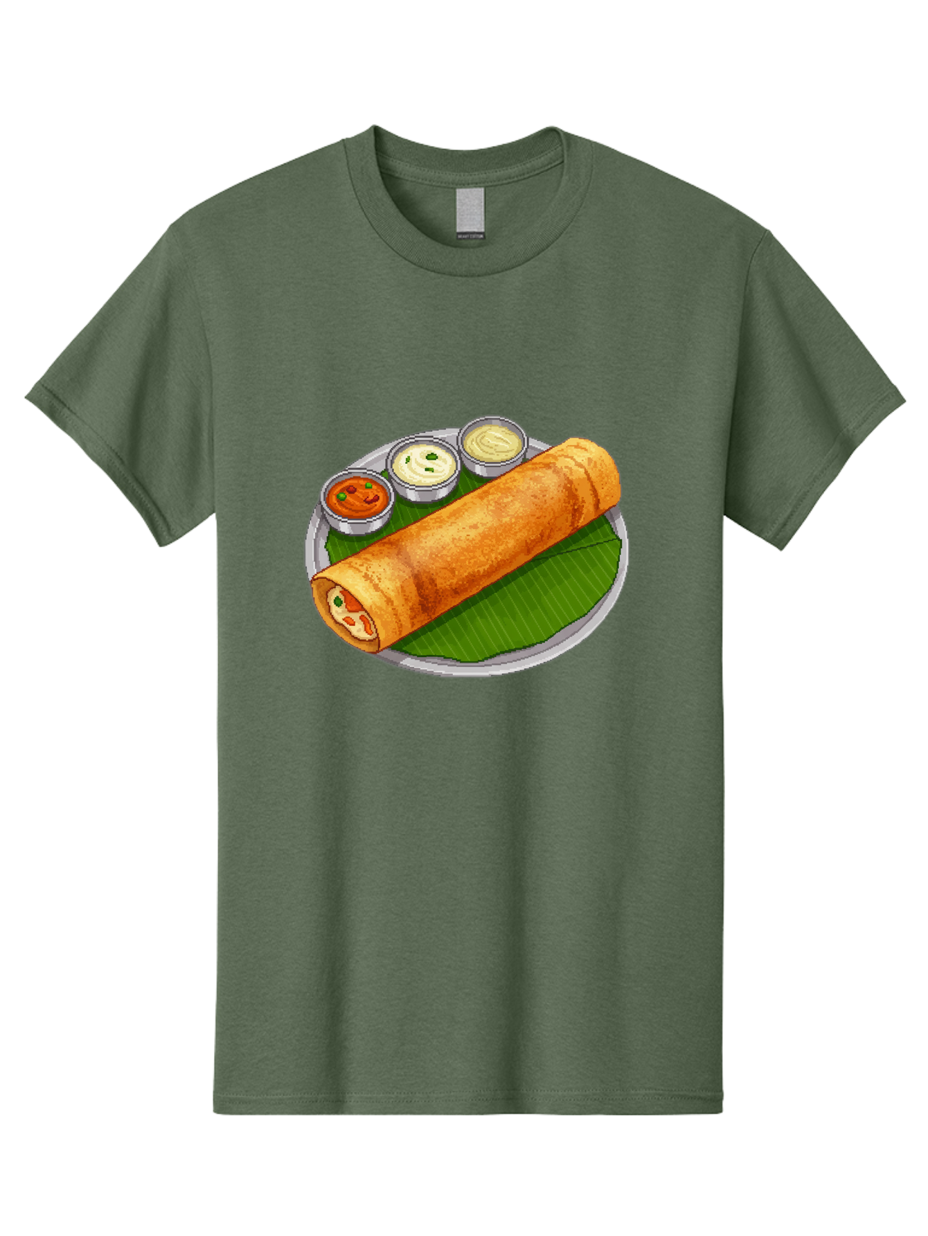 Dosa-With-Chutney-1 Men'S Graphic Tee, 100% Cotton, Comfortable Casual Summer Wear, Machine Washable, South Indian Cuisine, Traditional Breakfast, Dosa With Chutney, Indian Food, Savory Crepe, Fermented Rice, Delicious Dish, Baa543