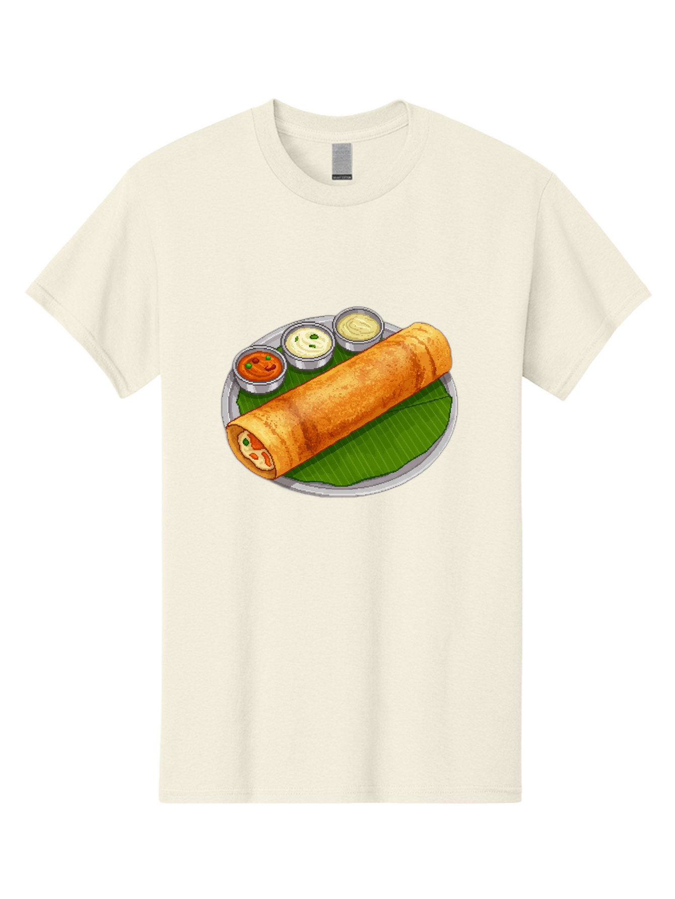 Dosa-With-Chutney-1 Men'S Graphic Tee, 100% Cotton, Comfortable Casual Summer Wear, Machine Washable, South Indian Cuisine, Traditional Breakfast, Dosa With Chutney, Indian Food, Savory Crepe, Fermented Rice, Delicious Dish, Baa543