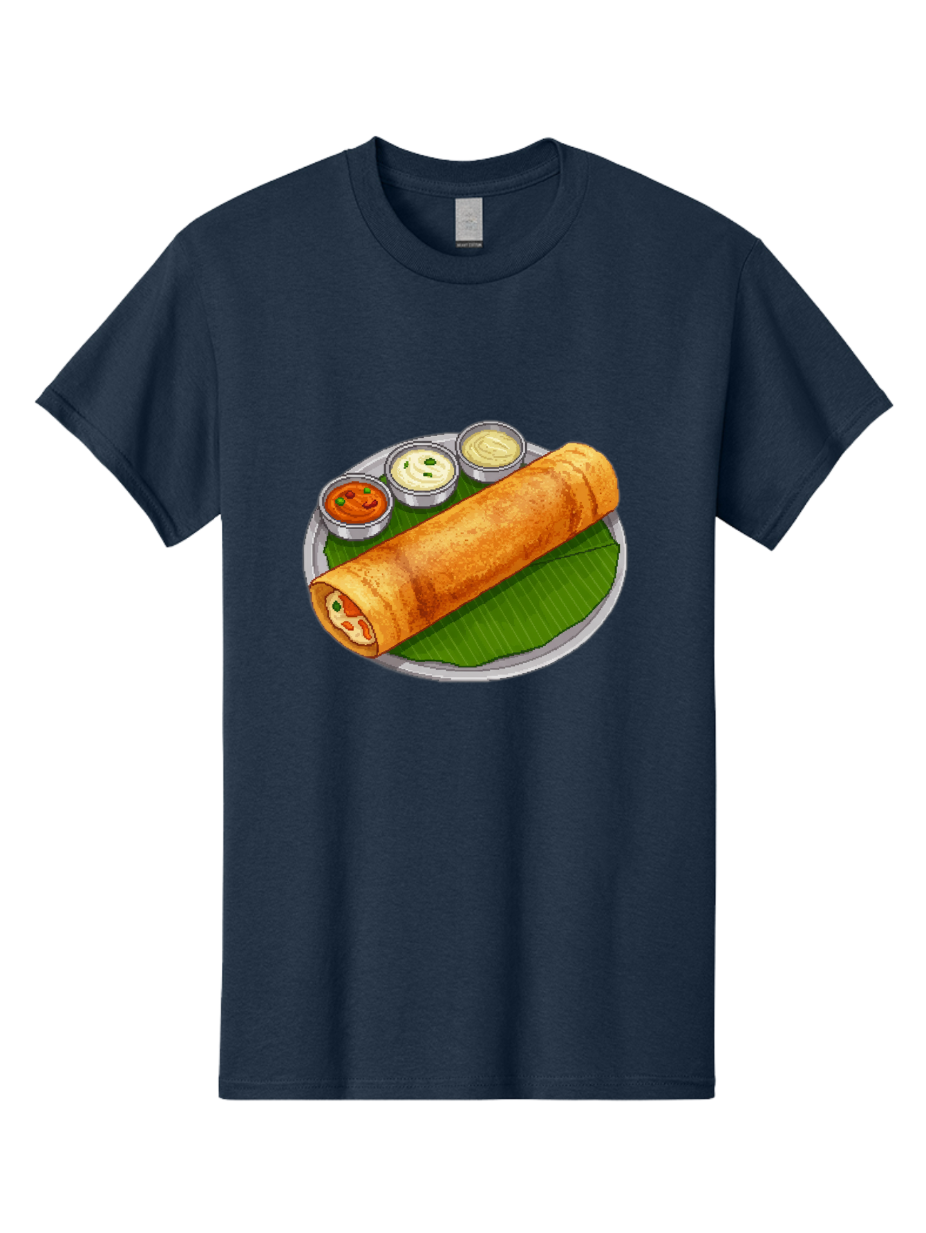 Dosa-With-Chutney-1 Men'S Graphic Tee, 100% Cotton, Comfortable Casual Summer Wear, Machine Washable, South Indian Cuisine, Traditional Breakfast, Dosa With Chutney, Indian Food, Savory Crepe, Fermented Rice, Delicious Dish, Baa543