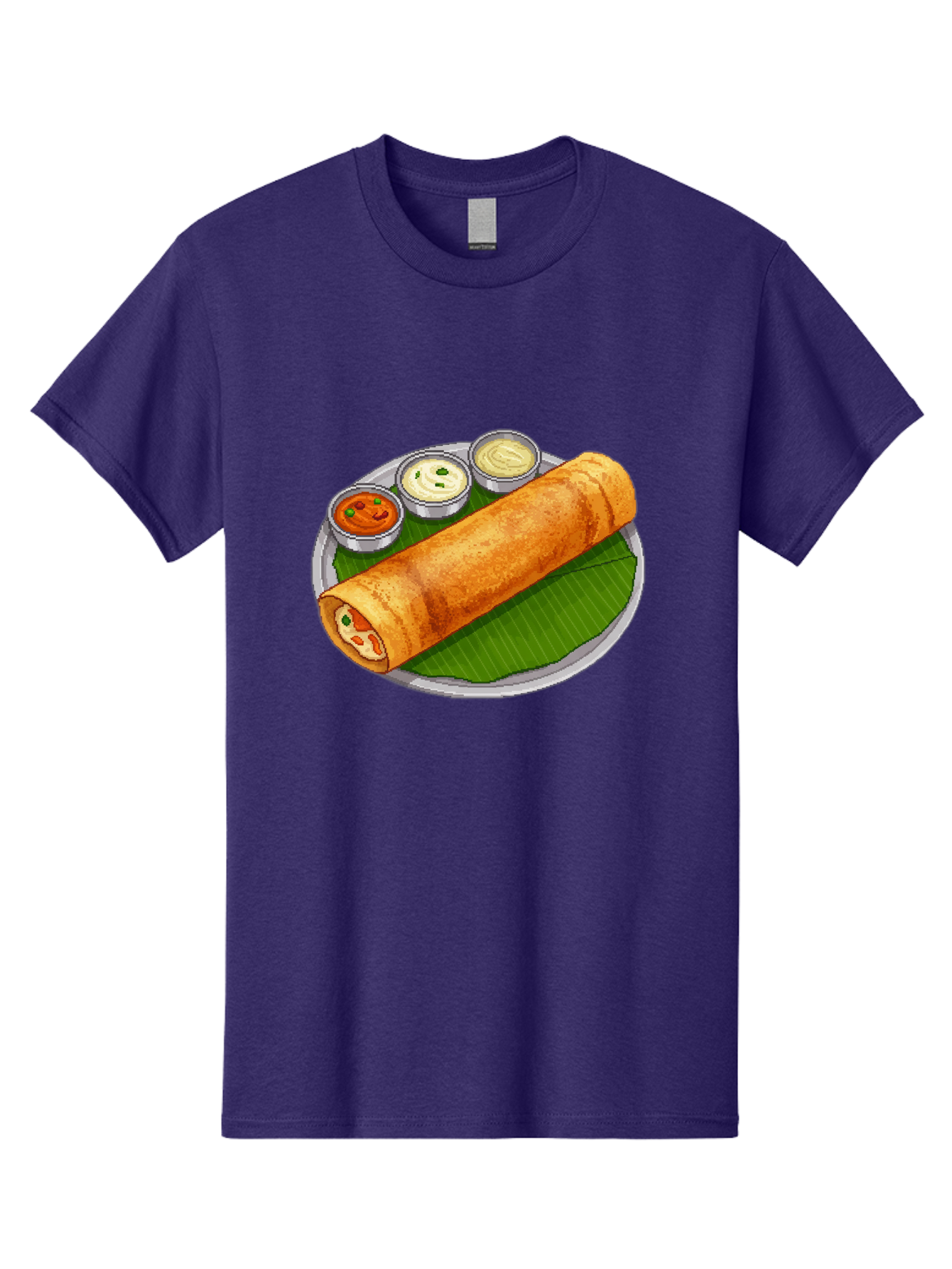 Dosa-With-Chutney-1 Men'S Graphic Tee, 100% Cotton, Comfortable Casual Summer Wear, Machine Washable, South Indian Cuisine, Traditional Breakfast, Dosa With Chutney, Indian Food, Savory Crepe, Fermented Rice, Delicious Dish, Baa543