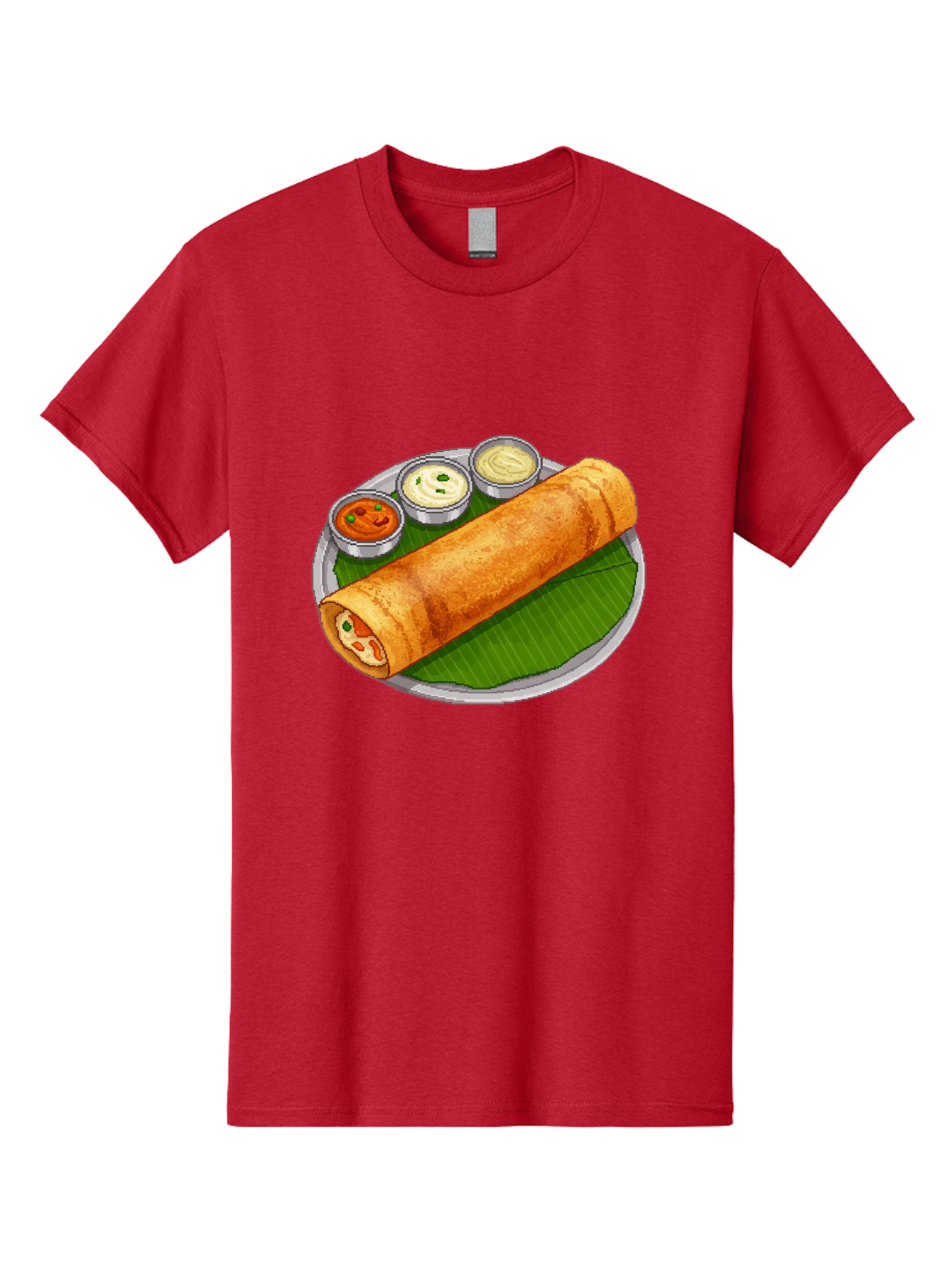 Dosa-With-Chutney-1 Men'S Graphic Tee, 100% Cotton, Comfortable Casual Summer Wear, Machine Washable, South Indian Cuisine, Traditional Breakfast, Dosa With Chutney, Indian Food, Savory Crepe, Fermented Rice, Delicious Dish, Baa543