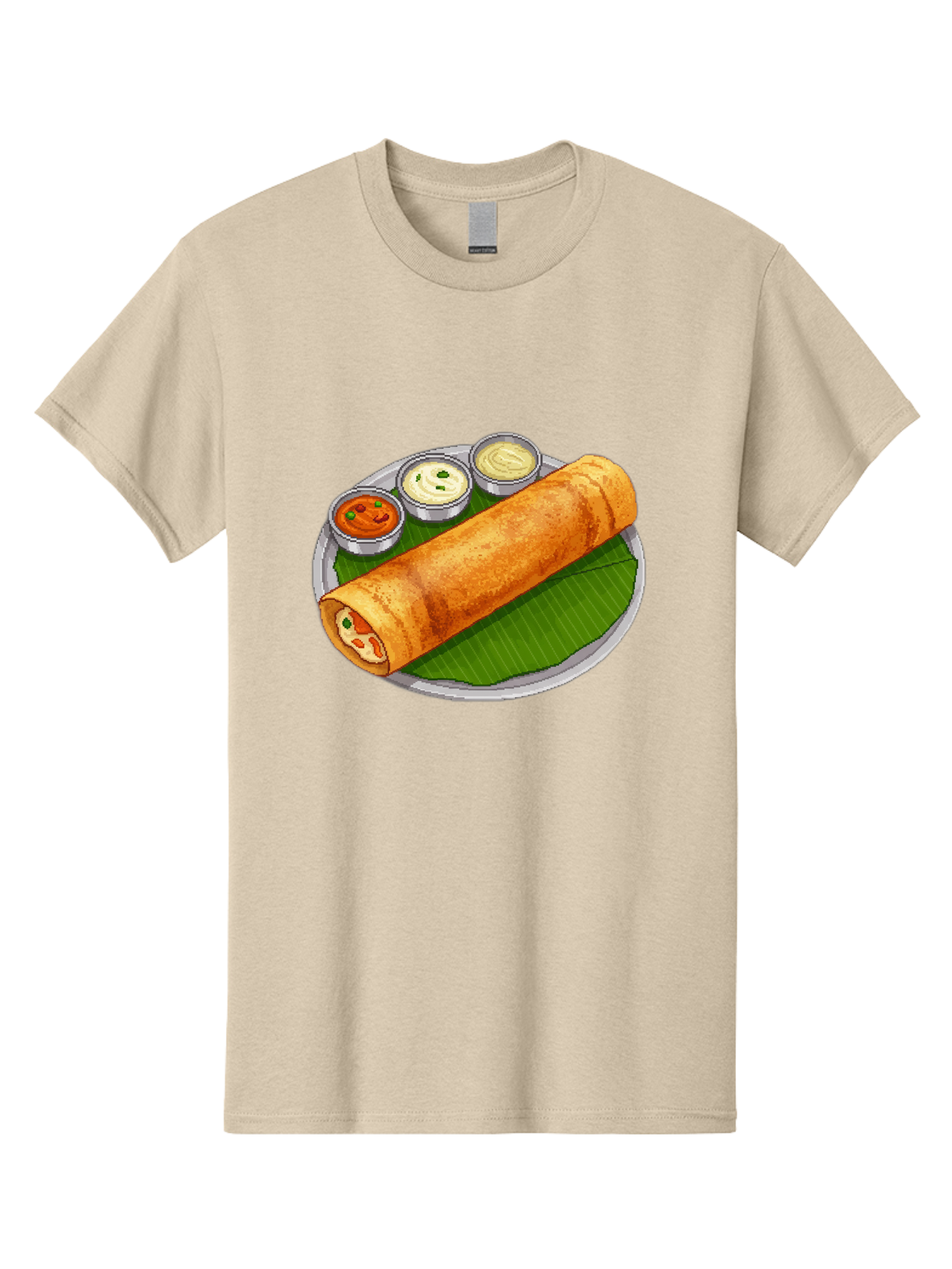 Dosa-With-Chutney-1 Men'S Graphic Tee, 100% Cotton, Comfortable Casual Summer Wear, Machine Washable, South Indian Cuisine, Traditional Breakfast, Dosa With Chutney, Indian Food, Savory Crepe, Fermented Rice, Delicious Dish, Baa543