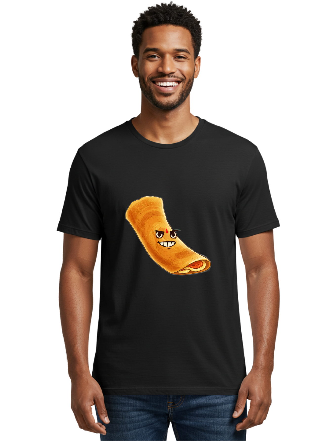 Dosa Men'S Graphic Tee, 100% Cotton, Comfortable Casual Summer Wear, Machine Washable, Cartoon Dosa, South Indian Cuisine, Masala Dosa, Traditional Food, Dosa With Filling, Authentic Indian Dish, Crispy Crepe, Flavorful Meal, Indian Breakfast Baa545