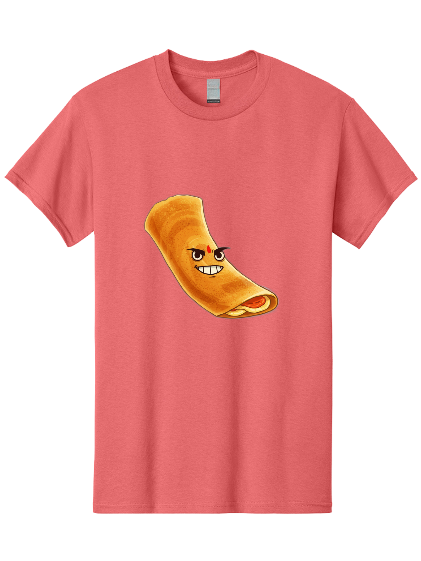 Dosa Men'S Graphic Tee, 100% Cotton, Comfortable Casual Summer Wear, Machine Washable, Cartoon Dosa, South Indian Cuisine, Masala Dosa, Traditional Food, Dosa With Filling, Authentic Indian Dish, Crispy Crepe, Flavorful Meal, Indian Breakfast Baa545