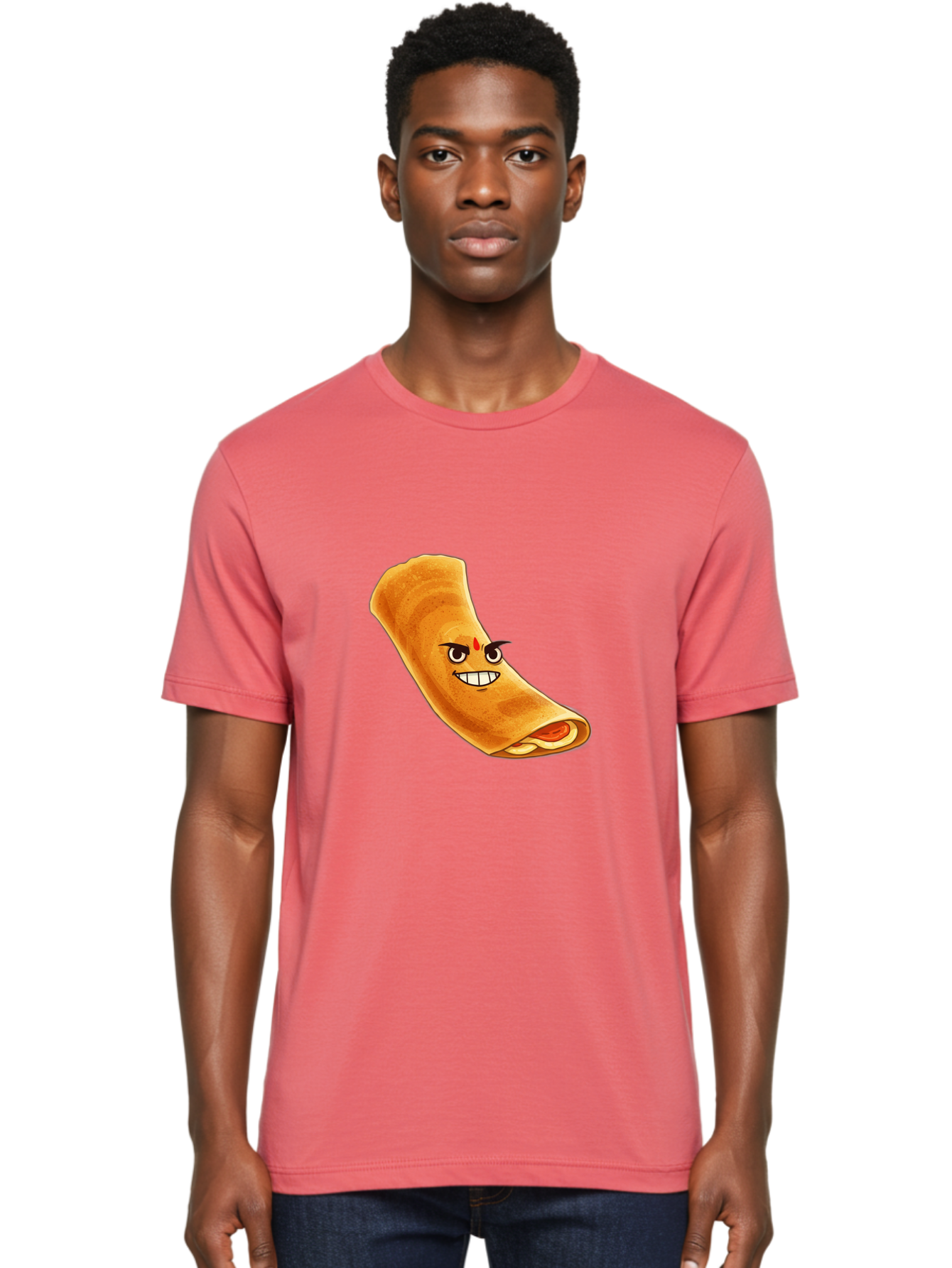 Dosa Men'S Graphic Tee, 100% Cotton, Comfortable Casual Summer Wear, Machine Washable, Cartoon Dosa, South Indian Cuisine, Masala Dosa, Traditional Food, Dosa With Filling, Authentic Indian Dish, Crispy Crepe, Flavorful Meal, Indian Breakfast Baa545