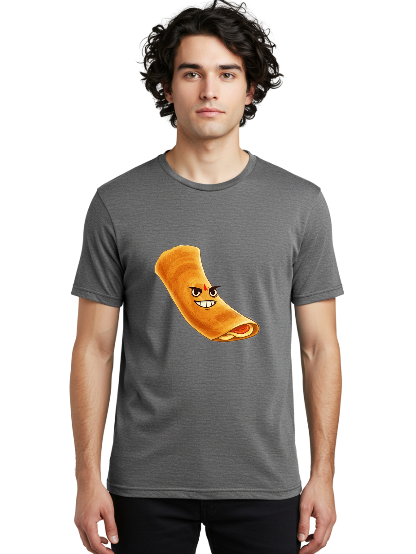 Dosa Men'S Graphic Tee, 100% Cotton, Comfortable Casual Summer Wear, Machine Washable, Cartoon Dosa, South Indian Cuisine, Masala Dosa, Traditional Food, Dosa With Filling, Authentic Indian Dish, Crispy Crepe, Flavorful Meal, Indian Breakfast Baa545