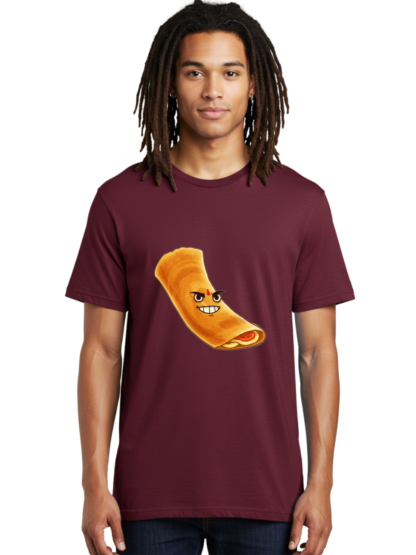 Dosa Men'S Graphic Tee, 100% Cotton, Comfortable Casual Summer Wear, Machine Washable, Cartoon Dosa, South Indian Cuisine, Masala Dosa, Traditional Food, Dosa With Filling, Authentic Indian Dish, Crispy Crepe, Flavorful Meal, Indian Breakfast Baa545