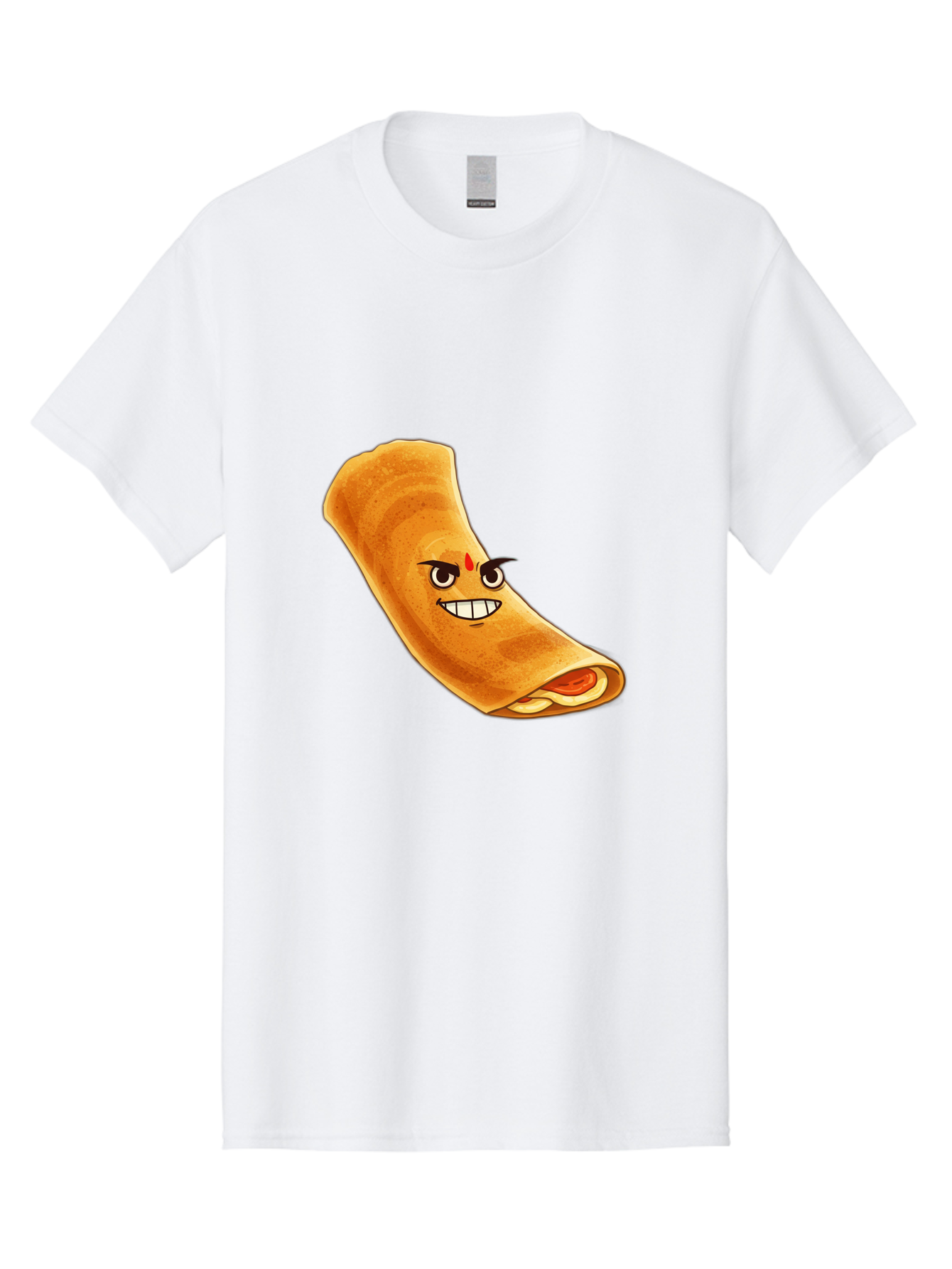 Dosa Men'S Graphic Tee, 100% Cotton, Comfortable Casual Summer Wear, Machine Washable, Cartoon Dosa, South Indian Cuisine, Masala Dosa, Traditional Food, Dosa With Filling, Authentic Indian Dish, Crispy Crepe, Flavorful Meal, Indian Breakfast Baa545