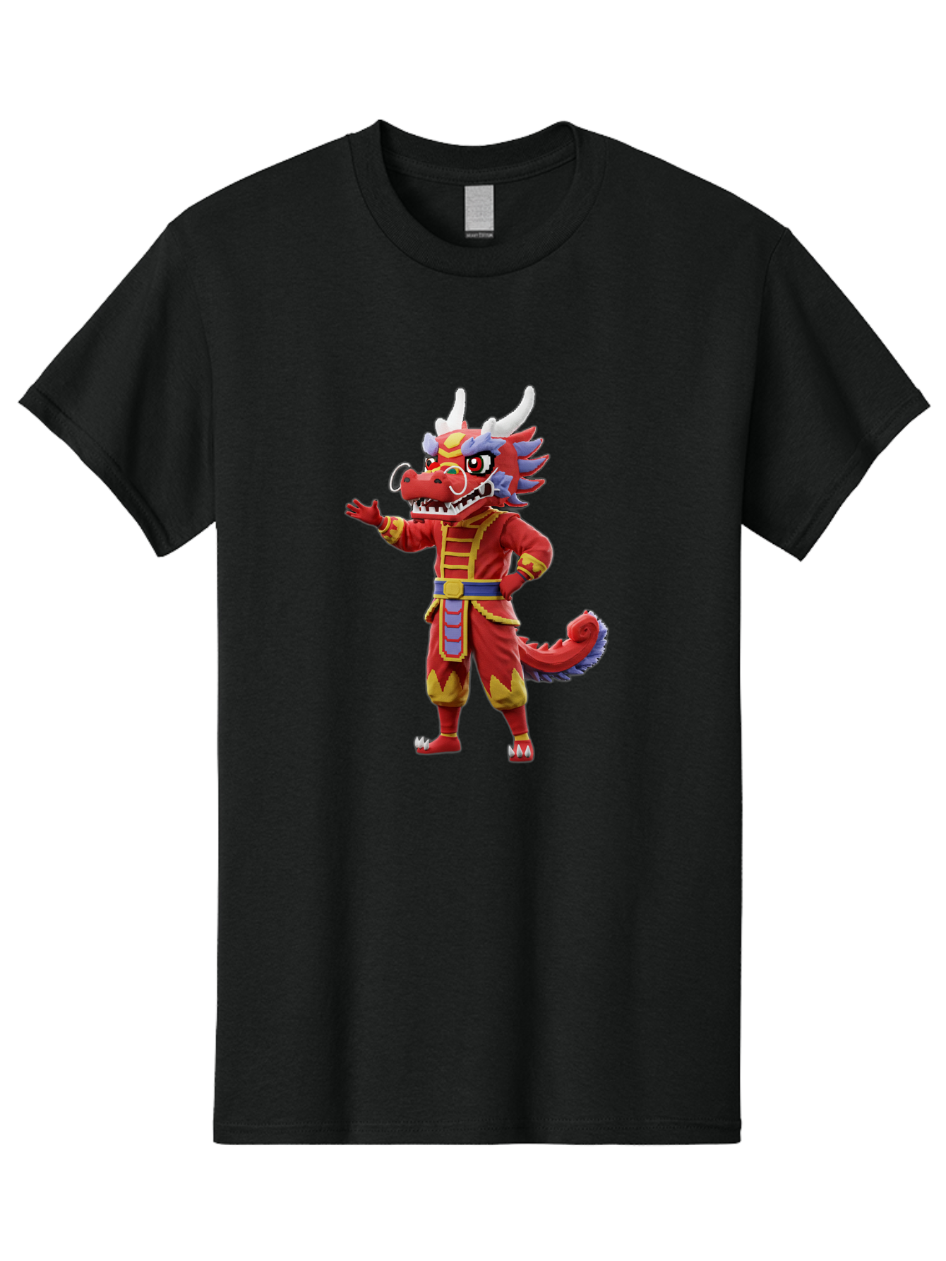 Dragon-Costume Men'S Graphic Tee, 100% Cotton, Comfortable Casual Summer Wear, Machine Washable, Cartoon Red Dragon, Dragon Costume, Chinese New Year, Red And Gold, Mythical Creature, Animated Character, Fantasy, Dragon Head, Costume Design, Baa549