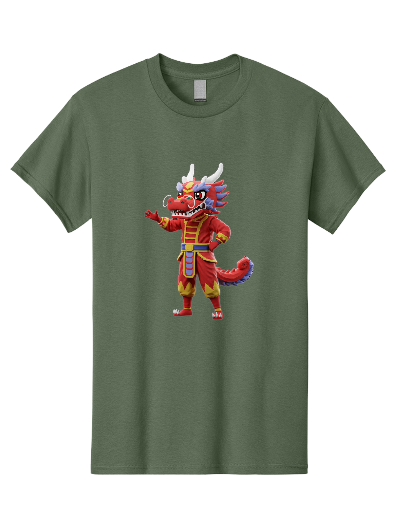 Dragon-Costume Men'S Graphic Tee, 100% Cotton, Comfortable Casual Summer Wear, Machine Washable, Cartoon Red Dragon, Dragon Costume, Chinese New Year, Red And Gold, Mythical Creature, Animated Character, Fantasy, Dragon Head, Costume Design, Baa549