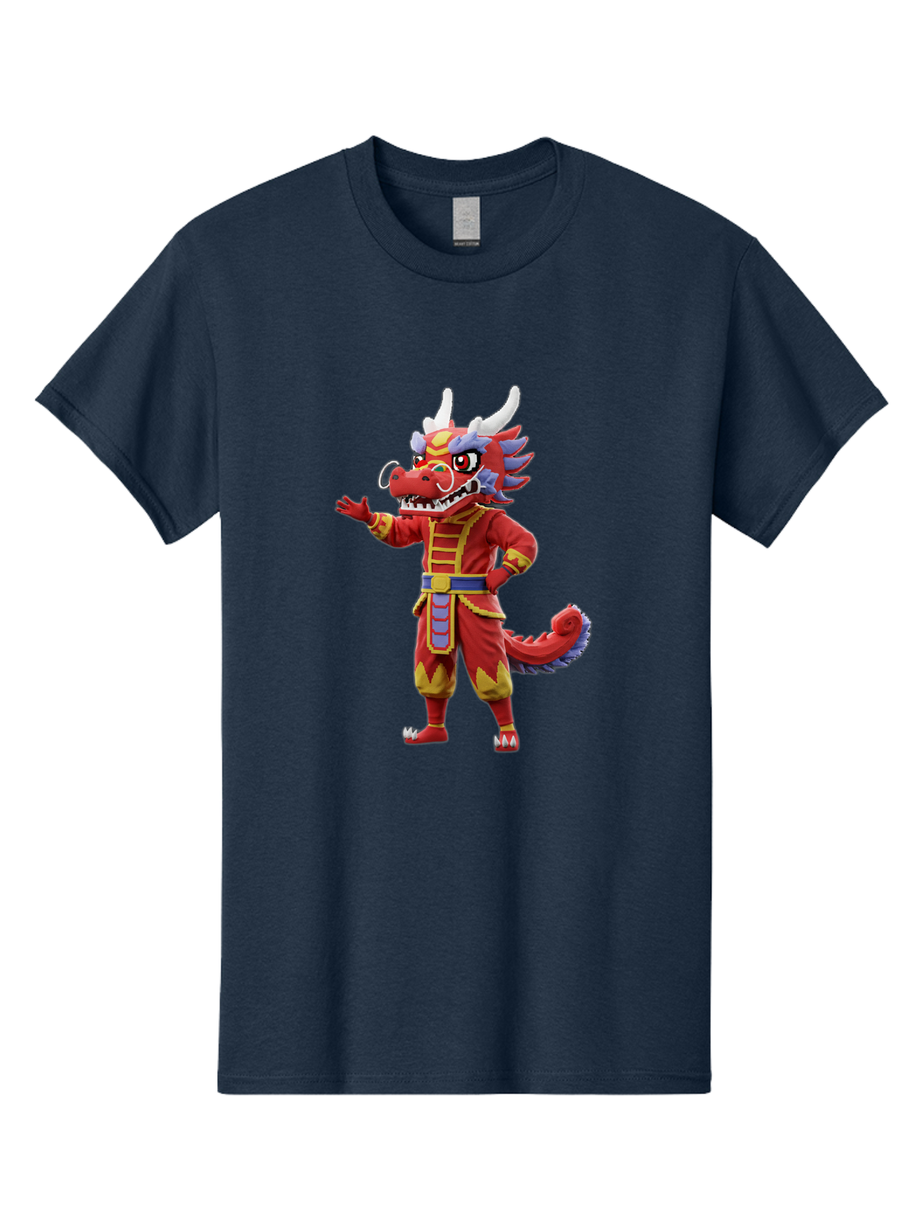Dragon-Costume Men'S Graphic Tee, 100% Cotton, Comfortable Casual Summer Wear, Machine Washable, Cartoon Red Dragon, Dragon Costume, Chinese New Year, Red And Gold, Mythical Creature, Animated Character, Fantasy, Dragon Head, Costume Design, Baa549