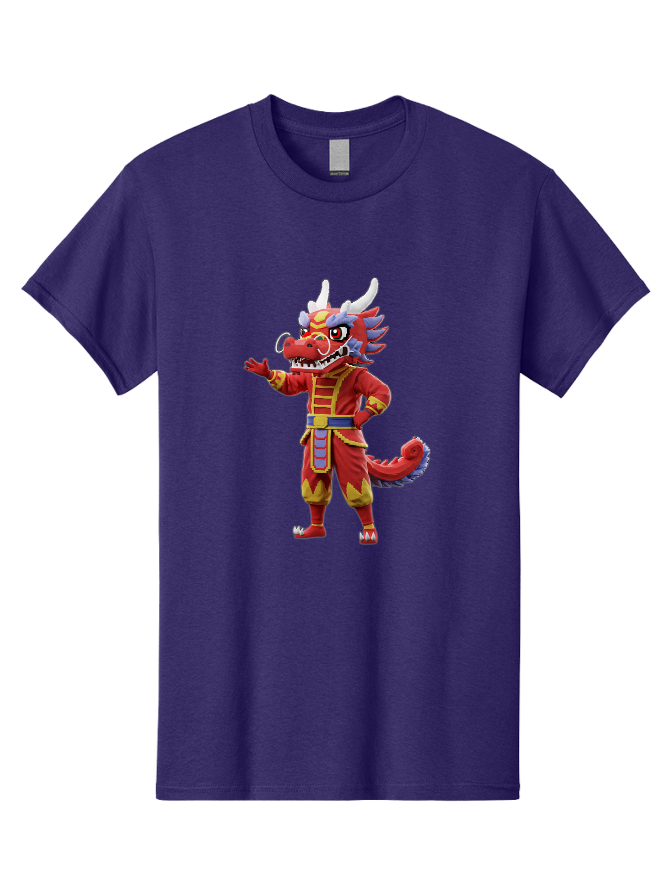Dragon-Costume Men'S Graphic Tee, 100% Cotton, Comfortable Casual Summer Wear, Machine Washable, Cartoon Red Dragon, Dragon Costume, Chinese New Year, Red And Gold, Mythical Creature, Animated Character, Fantasy, Dragon Head, Costume Design, Baa549