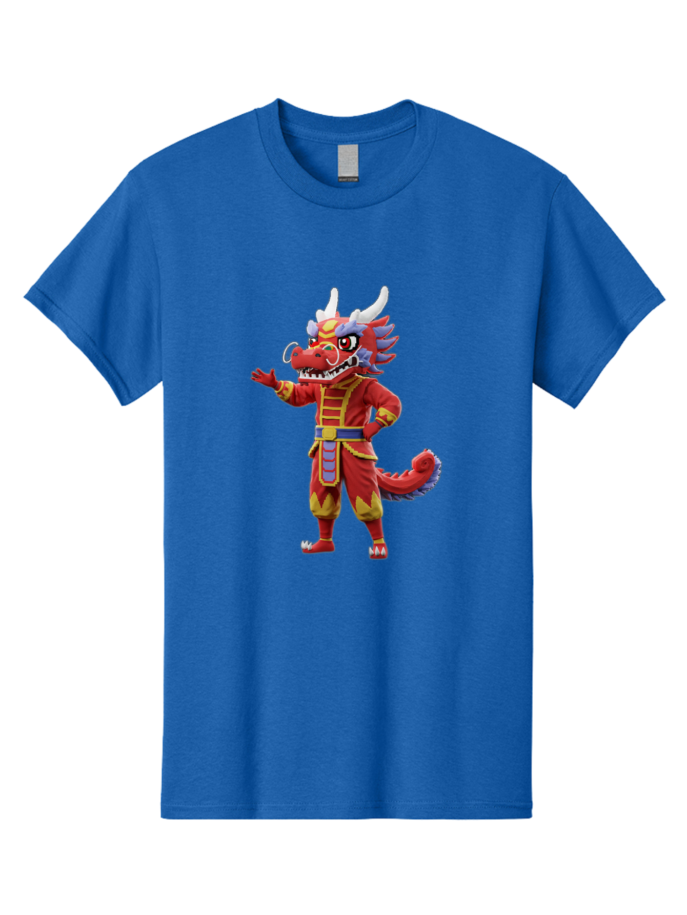 Dragon-Costume Men'S Graphic Tee, 100% Cotton, Comfortable Casual Summer Wear, Machine Washable, Cartoon Red Dragon, Dragon Costume, Chinese New Year, Red And Gold, Mythical Creature, Animated Character, Fantasy, Dragon Head, Costume Design, Baa549