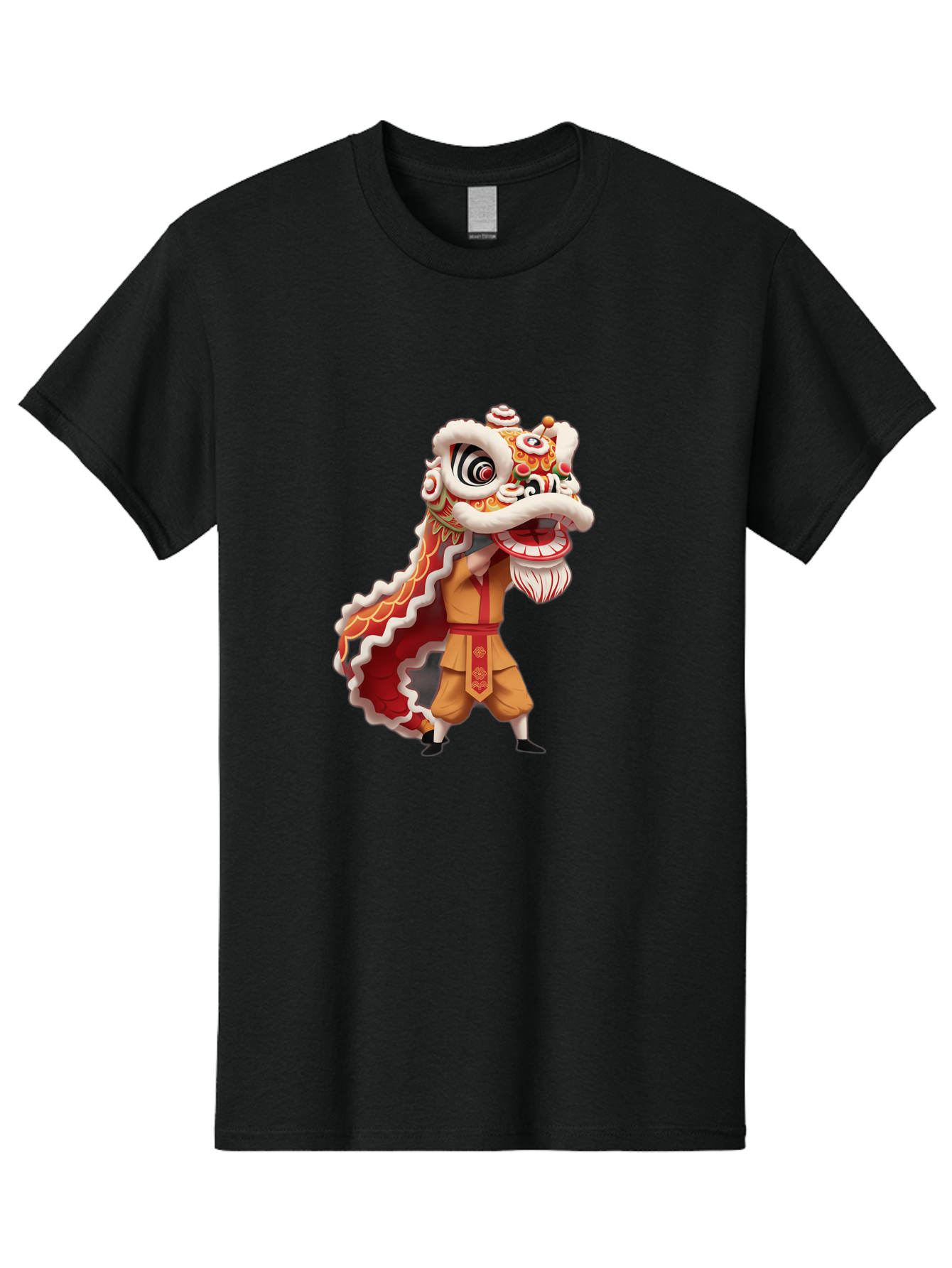 Dragon-Dance-1 Men'S Graphic Tee, 100% Cotton, Comfortable Casual Summer Wear, Machine Washable, Lion Dance Performance, Traditional Chinese Culture, Festive Atmosphere, Vibrant Colors, Energetic Dancer, Cultural Heritage, Baa550