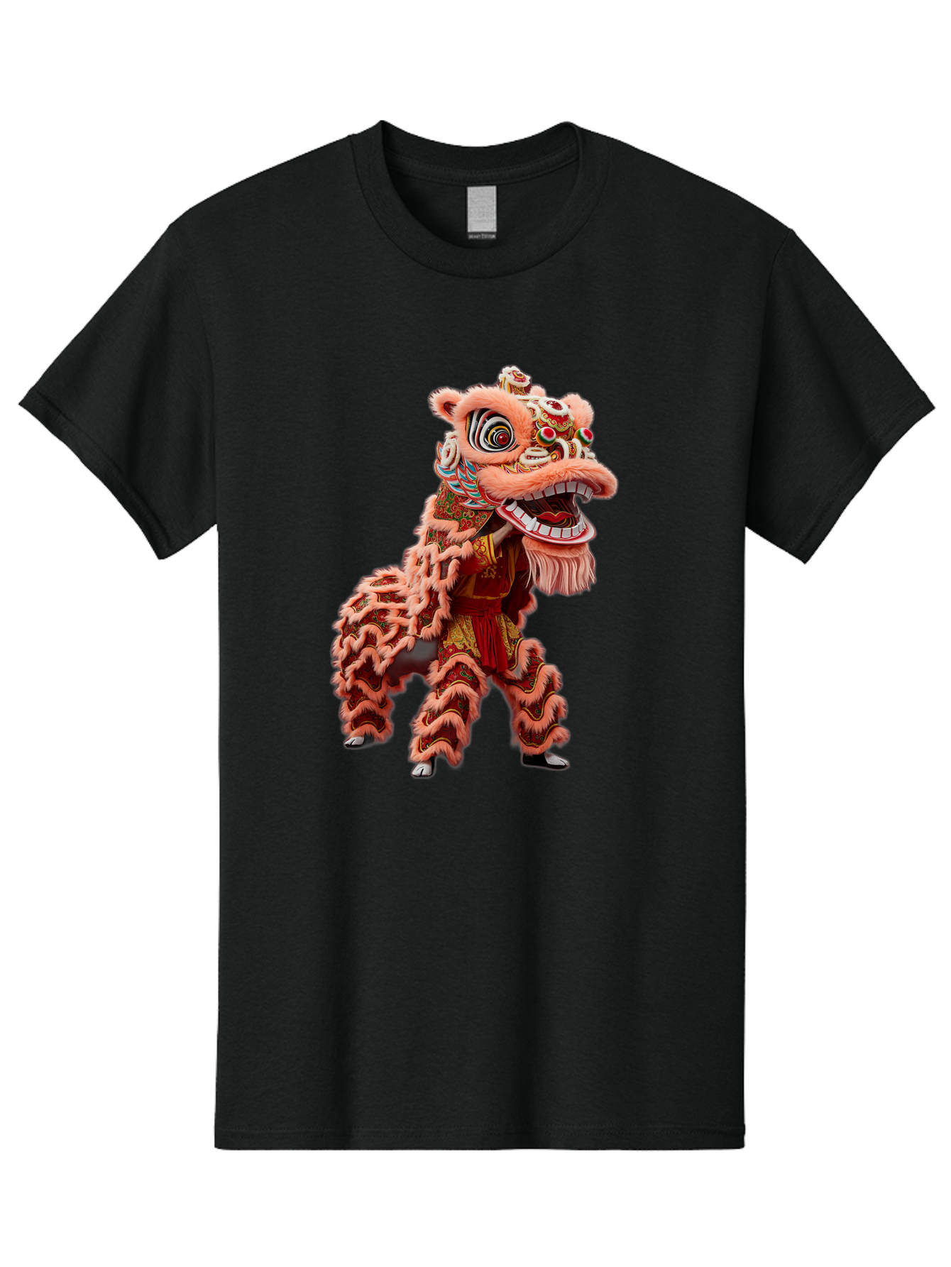 Dragon-Dance-2 Men'S Graphic Tee, 100% Cotton, Comfortable Casual Summer Wear, Machine Washable, Traditional Lion Dance, Cultural Heritage, Chinese New Year, Festive Decorations, Vibrant Colors, Mythical Creature, Dynamic Pose, Baa551