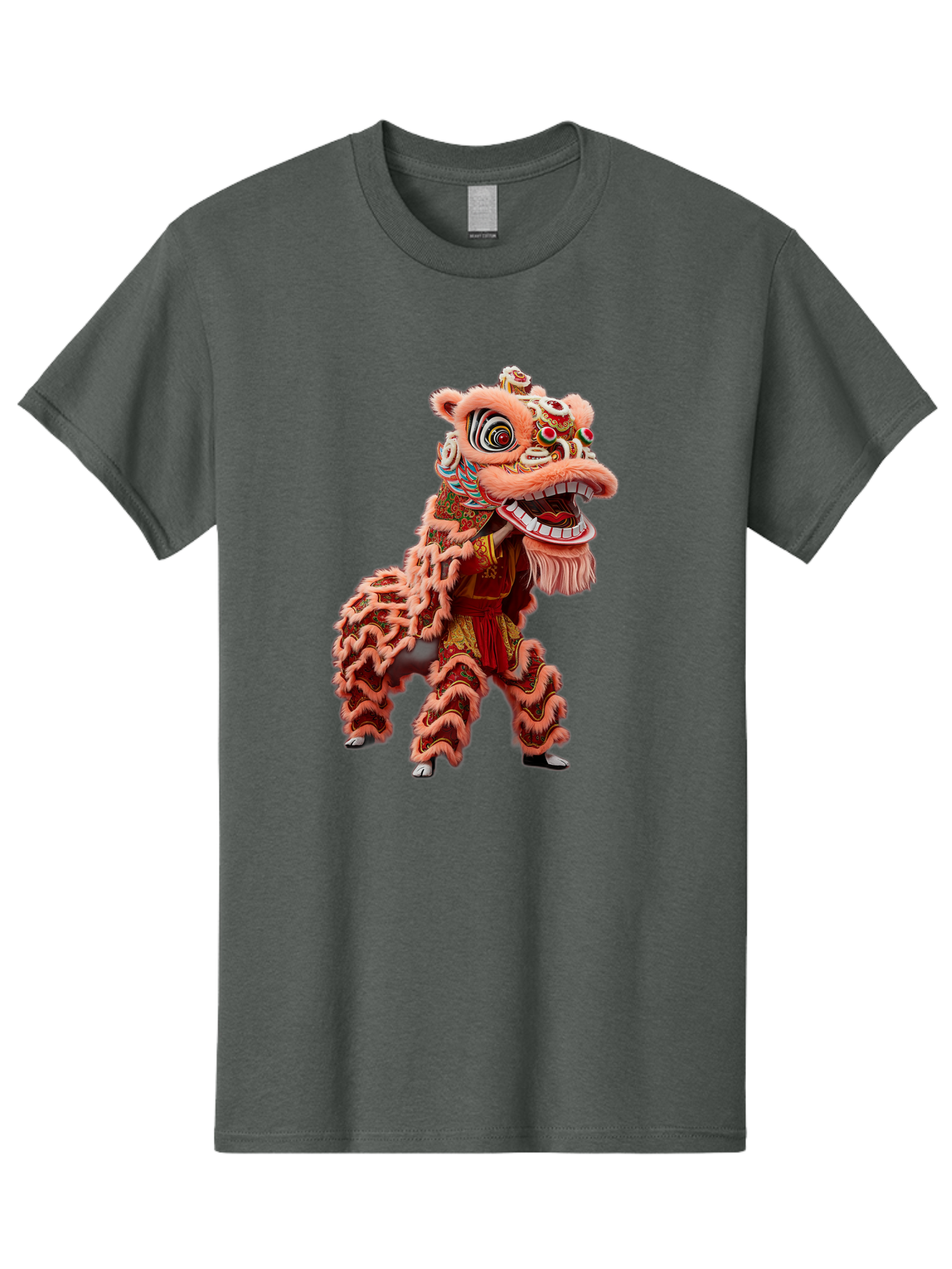 Dragon-Dance-2 Men'S Graphic Tee, 100% Cotton, Comfortable Casual Summer Wear, Machine Washable, Traditional Lion Dance, Cultural Heritage, Chinese New Year, Festive Decorations, Vibrant Colors, Mythical Creature, Dynamic Pose, Baa551