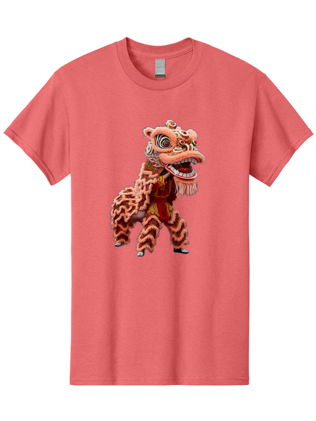 Dragon-Dance-2 Men'S Graphic Tee, 100% Cotton, Comfortable Casual Summer Wear, Machine Washable, Traditional Lion Dance, Cultural Heritage, Chinese New Year, Festive Decorations, Vibrant Colors, Mythical Creature, Dynamic Pose, Baa551