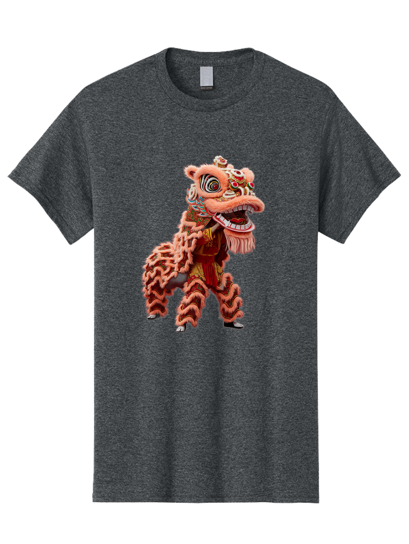 Dragon-Dance-2 Men'S Graphic Tee, 100% Cotton, Comfortable Casual Summer Wear, Machine Washable, Traditional Lion Dance, Cultural Heritage, Chinese New Year, Festive Decorations, Vibrant Colors, Mythical Creature, Dynamic Pose, Baa551